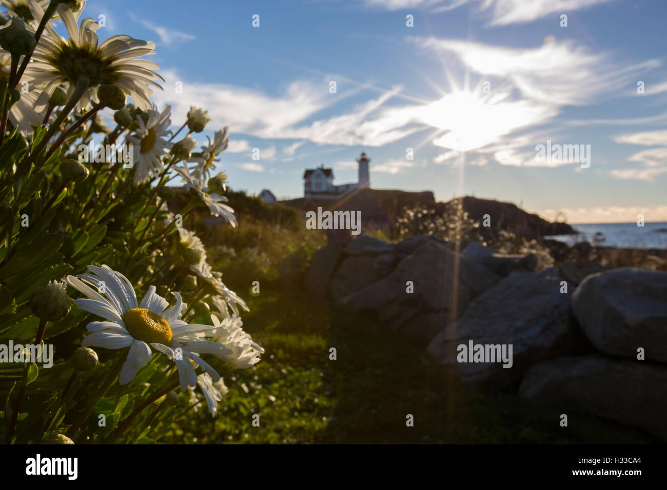 Nubble Light - Cape Neddick Faro - Sohier Park - York Maine Foto Stock