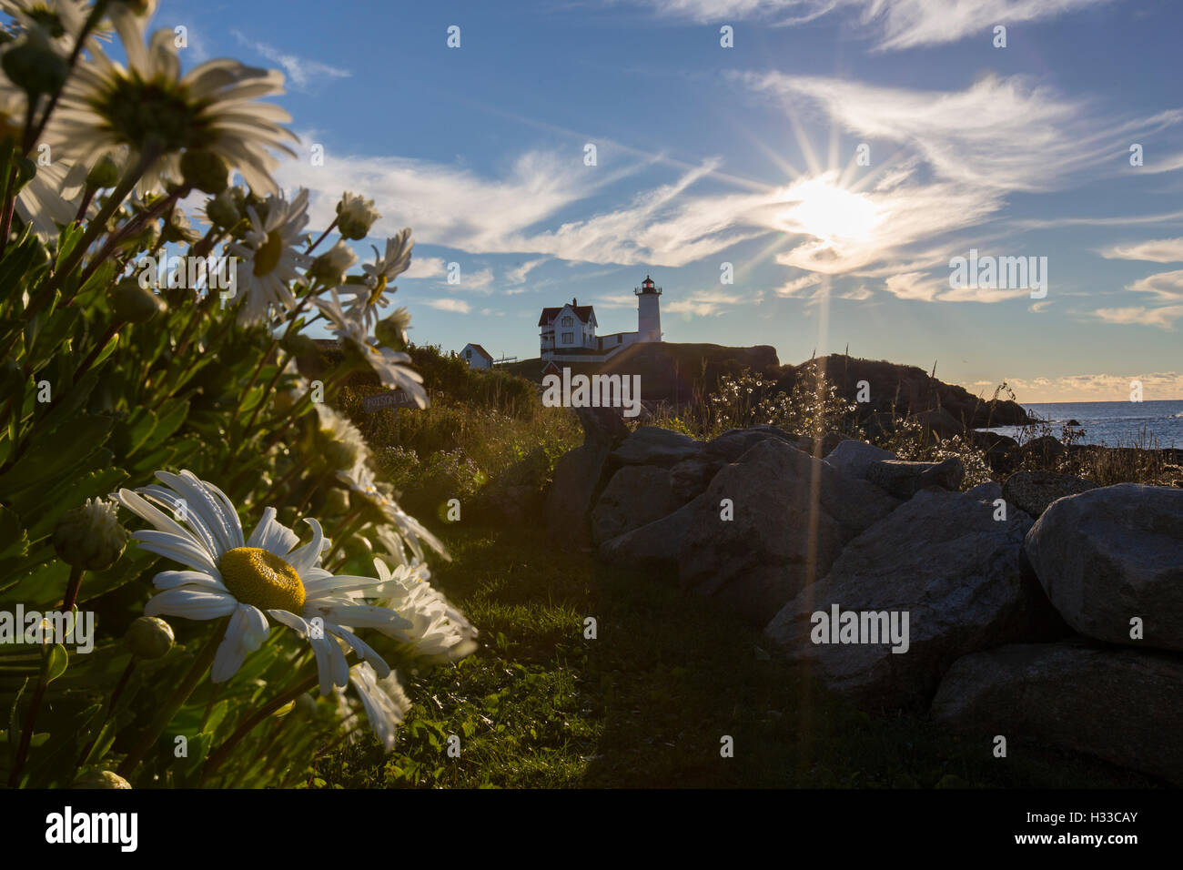 Nubble Light - Cape Neddick Faro - Sohier Park - York Maine Foto Stock