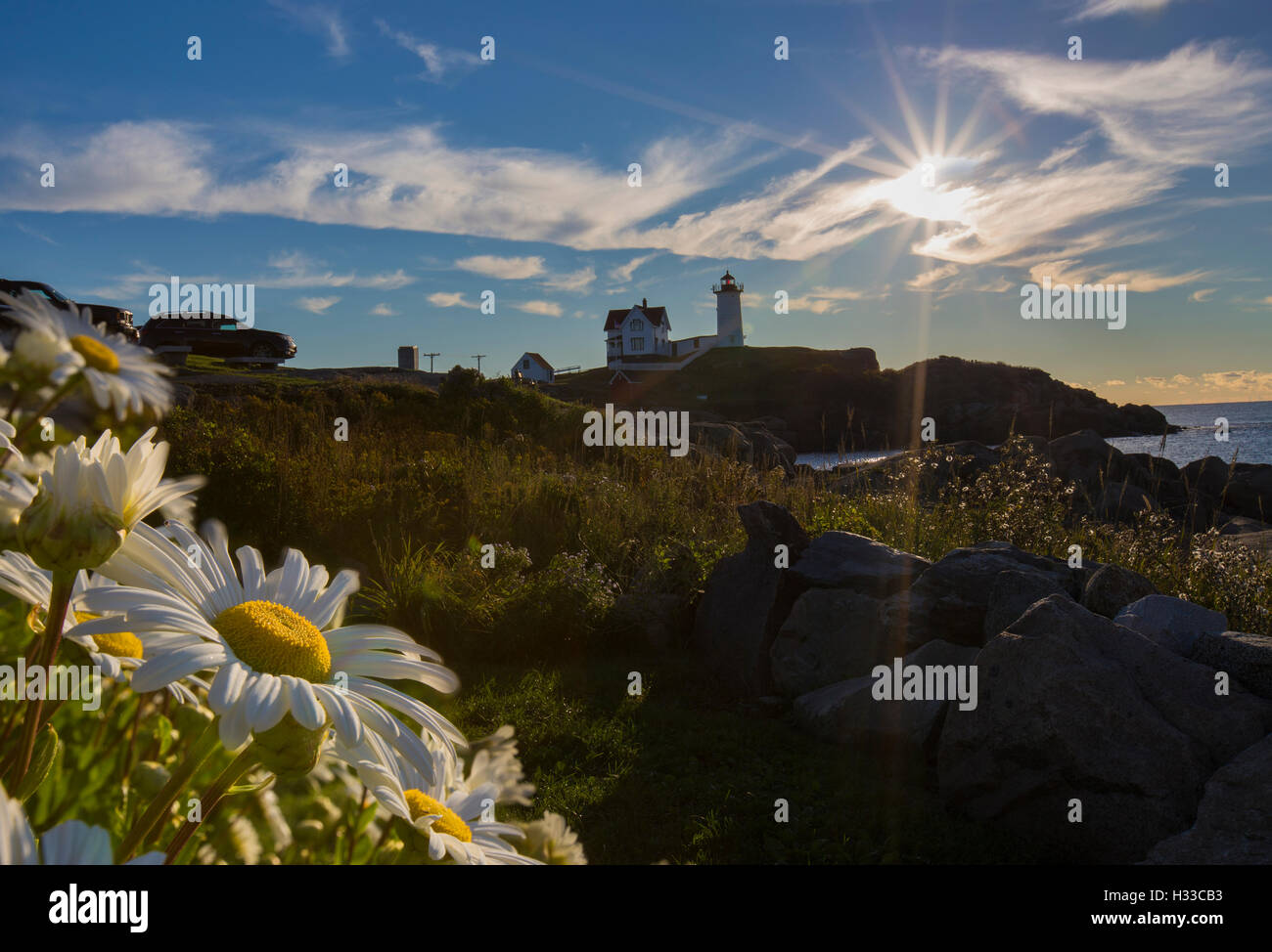 Nubble Light - Cape Neddick Faro - Sohier Park - York Maine Foto Stock