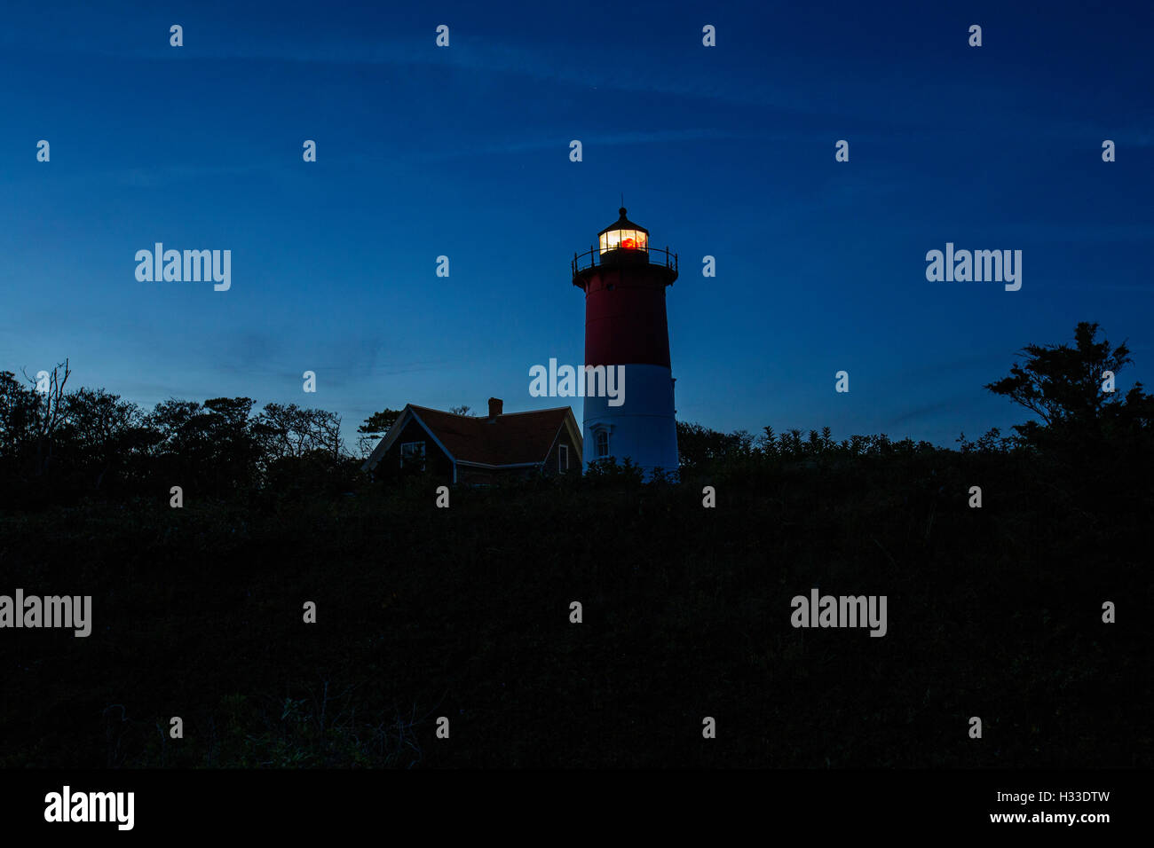 Faro Nauset notte in Cape Cod-Massachusetts Foto Stock