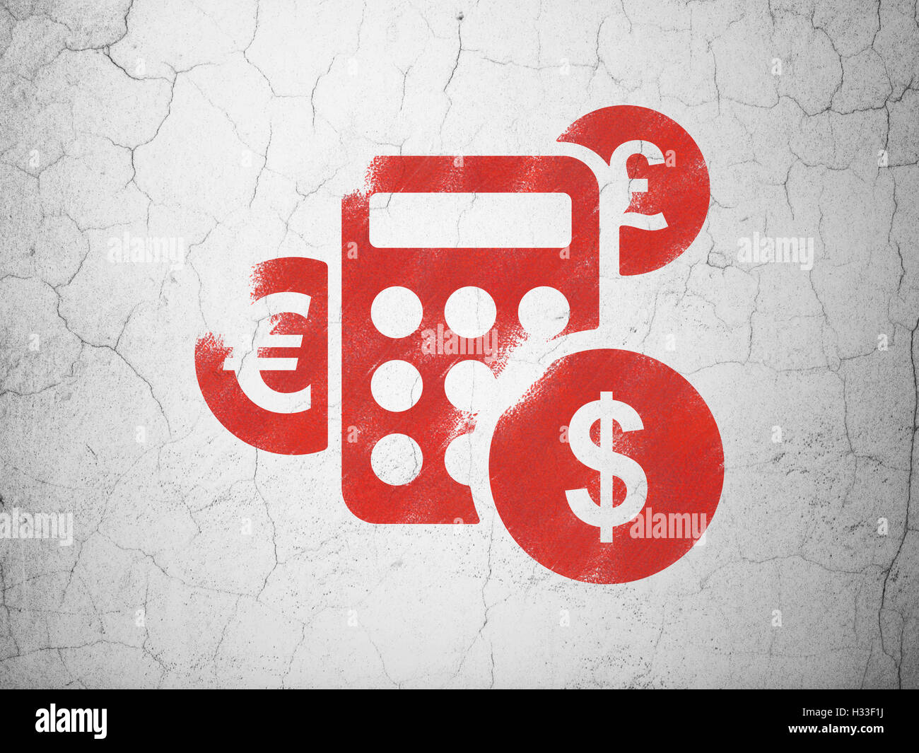 News concept: Calcolatrice su sfondo a parete Foto Stock