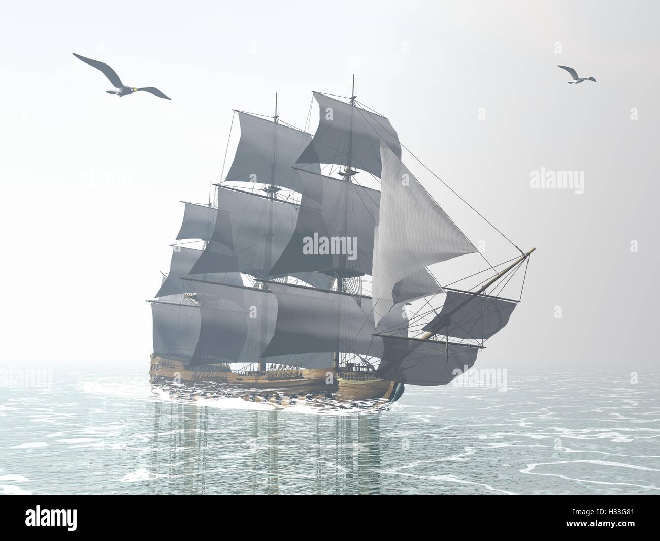 Vecchia nave mercantile - 3D render Foto Stock