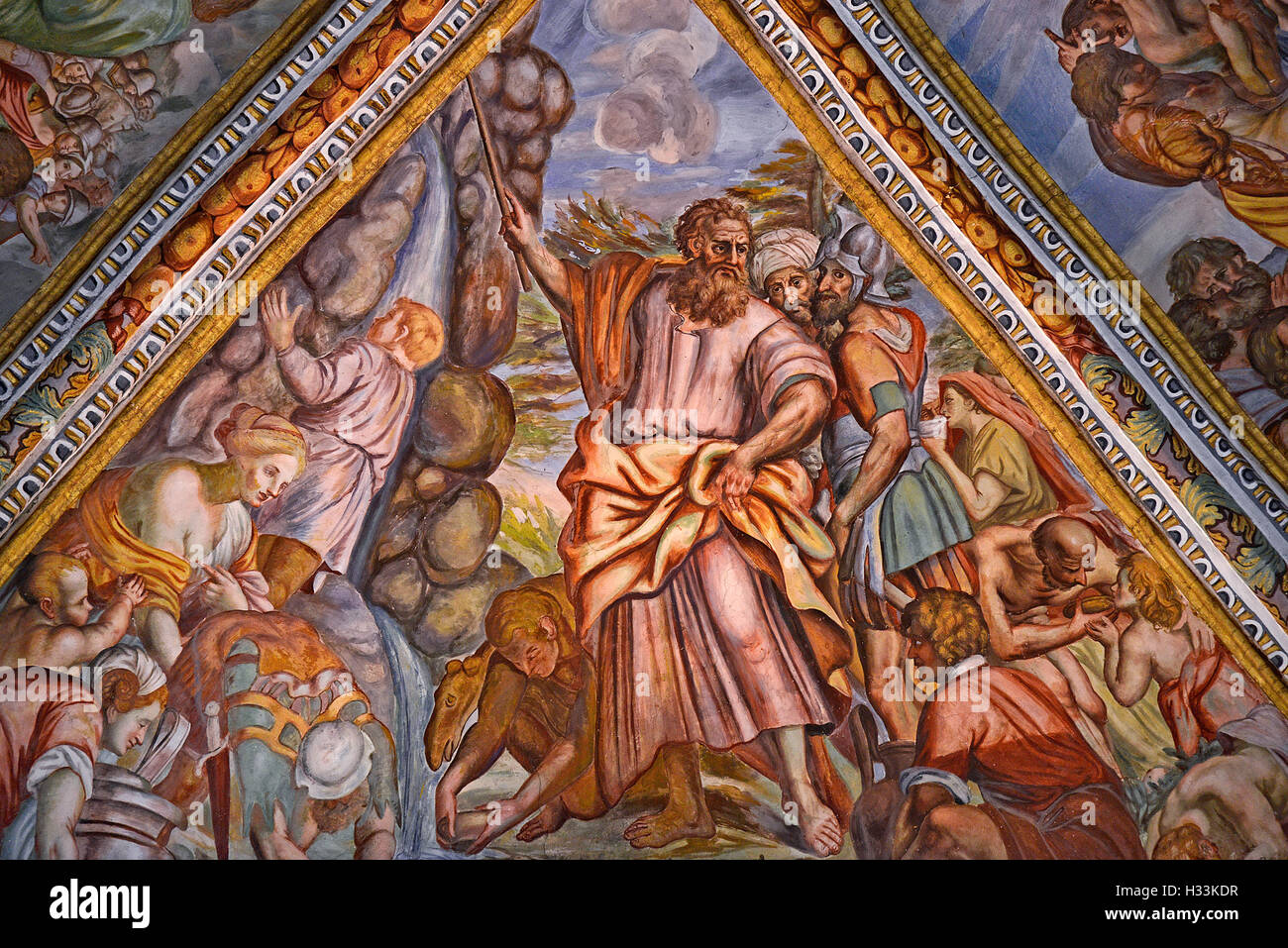 Italia Sicilia arcipelago delle Eolie Lipari Isola San Bartolomeo chiesa del XI secolo affreschi della navata centrale Foto Stock