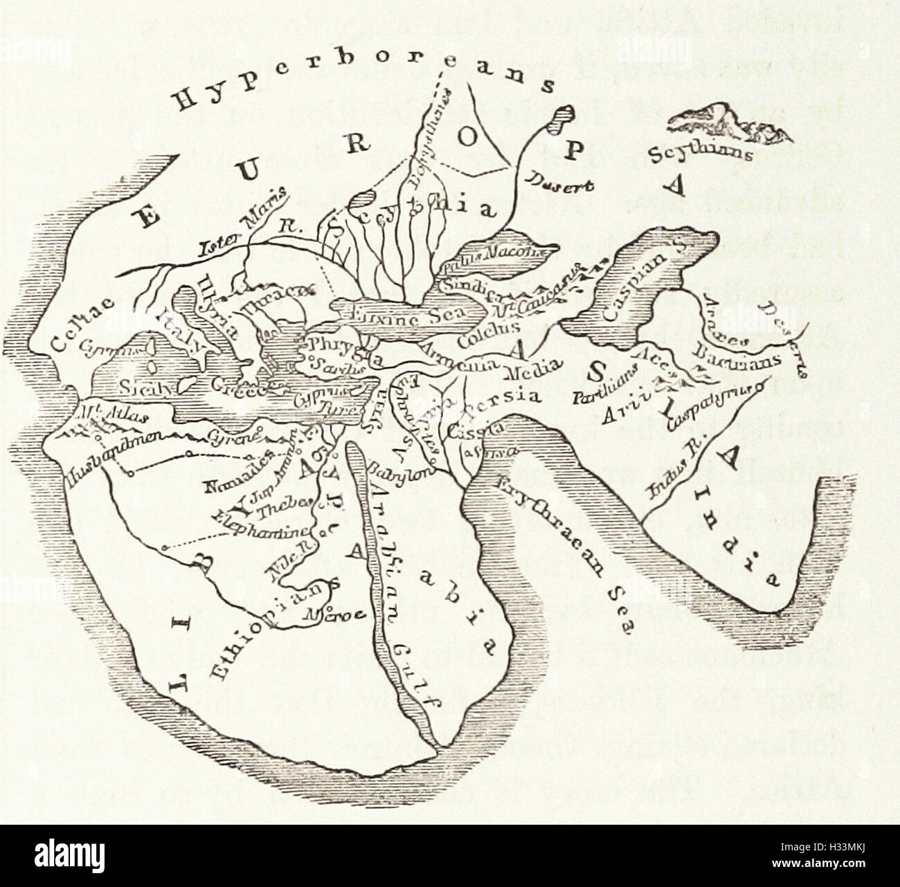 Il mondo secondo Erodoto - da 'Cassell illustrato della storia universale" - 1882 Foto Stock