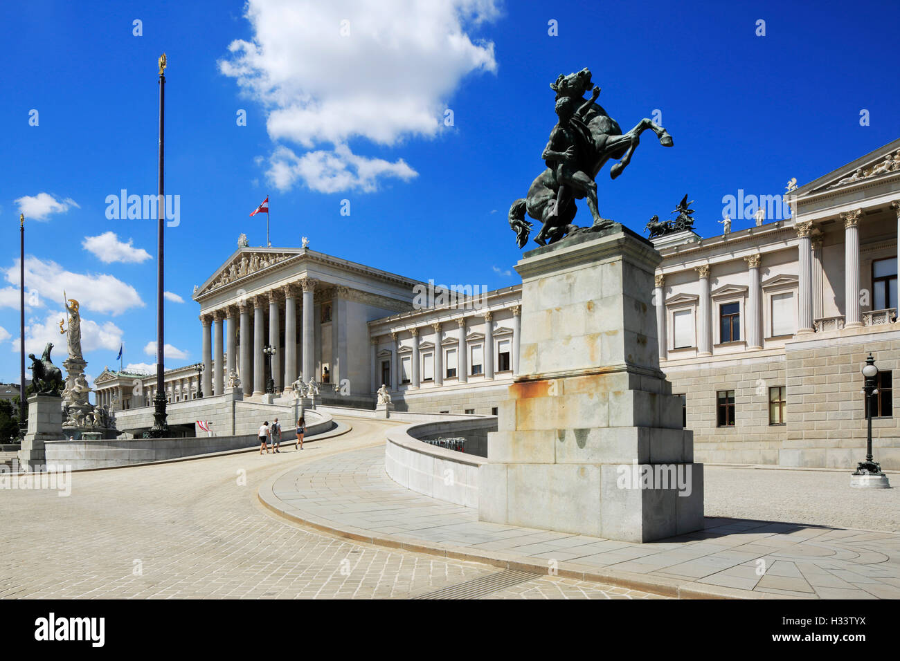 Oesterreichisches Parlament Parlamentsgebaeude am Dr. Karl-Renner-Ring in Wien, Oesterreich Foto Stock