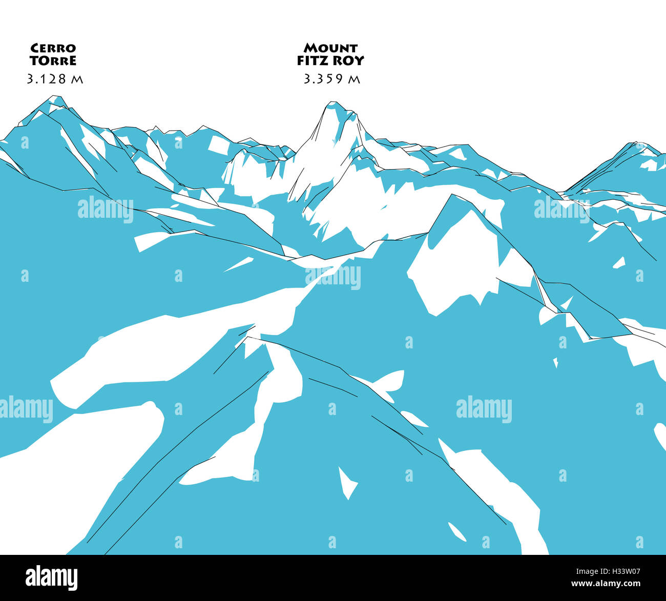 Mountain Fitz Roy, altezza rilievo, montagne, Patagonia, Cile Foto Stock