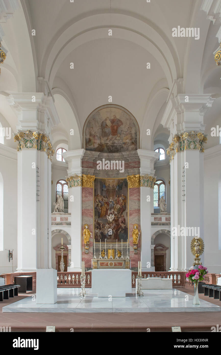 Coro e Altare della Jesuitenkirche, Heidelberg, Baden-Württemberg, Germania Foto Stock