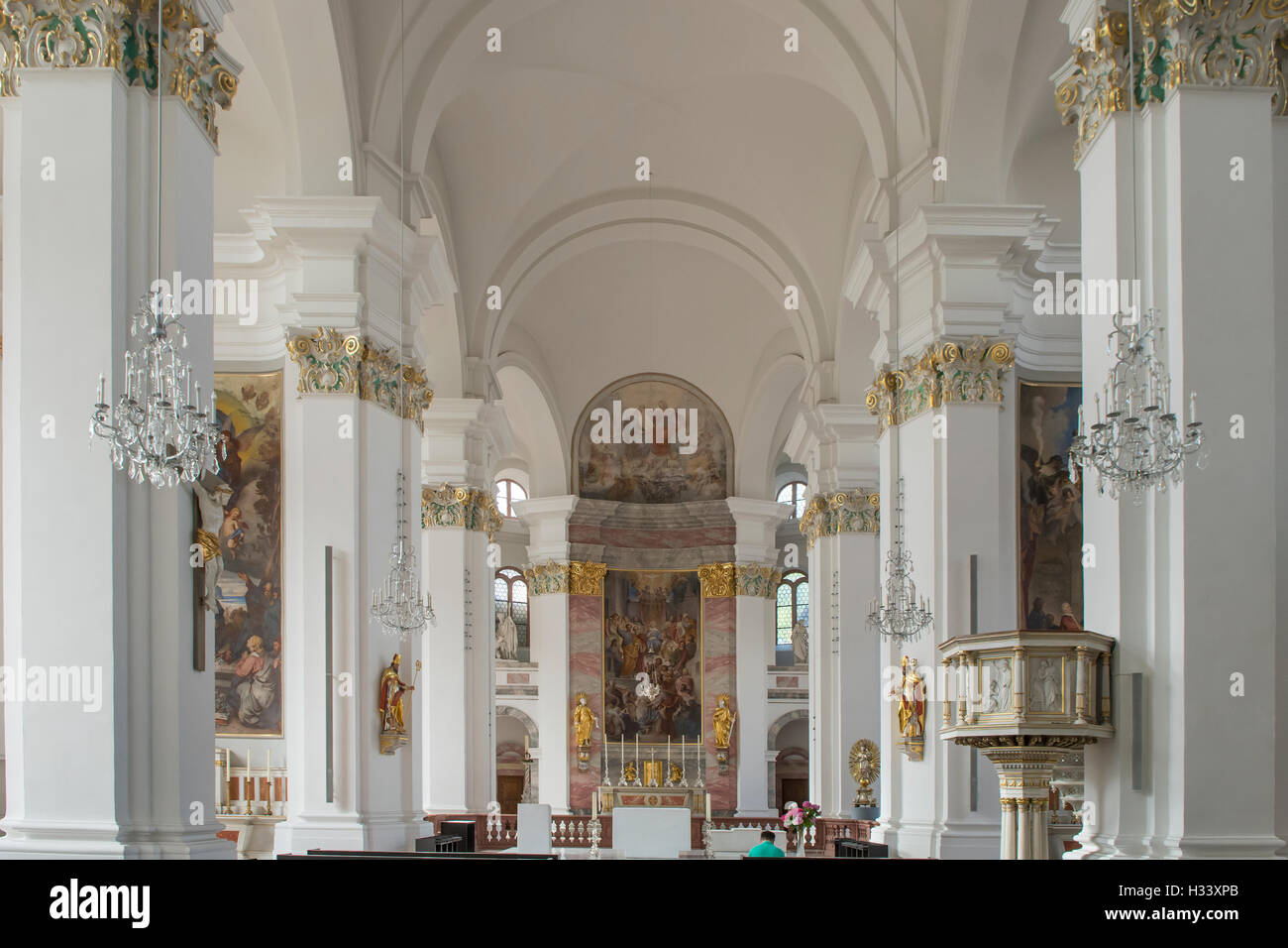 Coro e Altare della Jesuitenkirche, Heidelberg, Baden-Württemberg, Germania Foto Stock