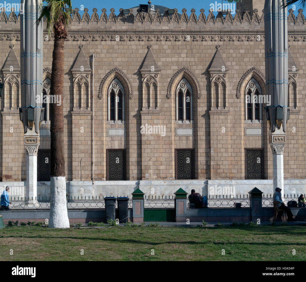 La facciata principale, Sayyidna al Husayn msoque, Il Cairo, Egitto Foto Stock