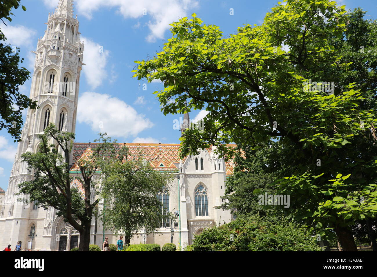 La Chiesa di San Mattia è una chiesa cattolica romana si trova a Budapest, in Ungheria, nel cuore di Buda è il quartiere del castello Foto Stock
