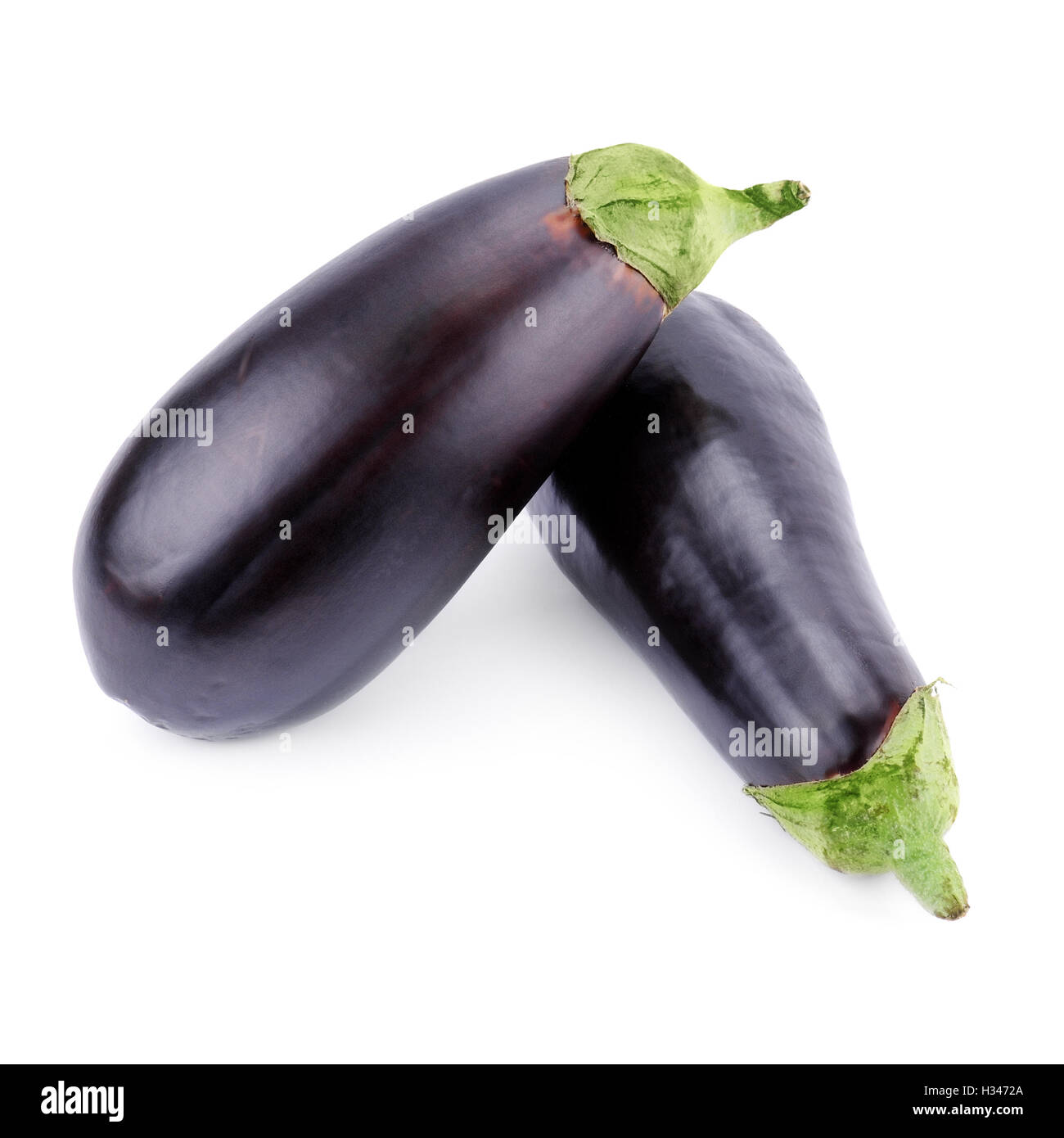 Melanzane mature isolati su sfondo bianco Foto Stock