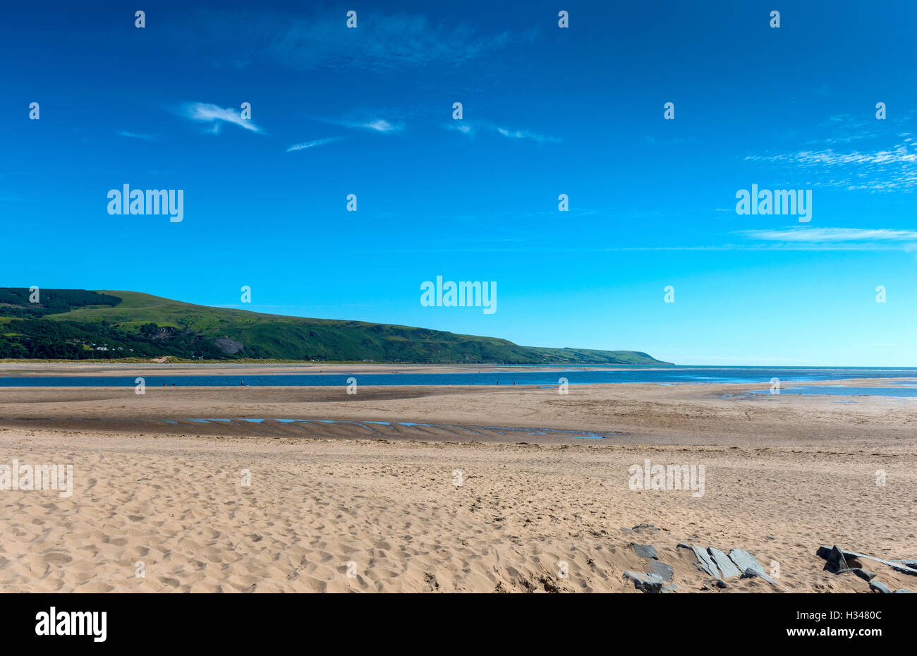 Blaenau Ffestiniog estuario a bassa marea, Gwynedd, North West Wales, Regno Unito Foto Stock