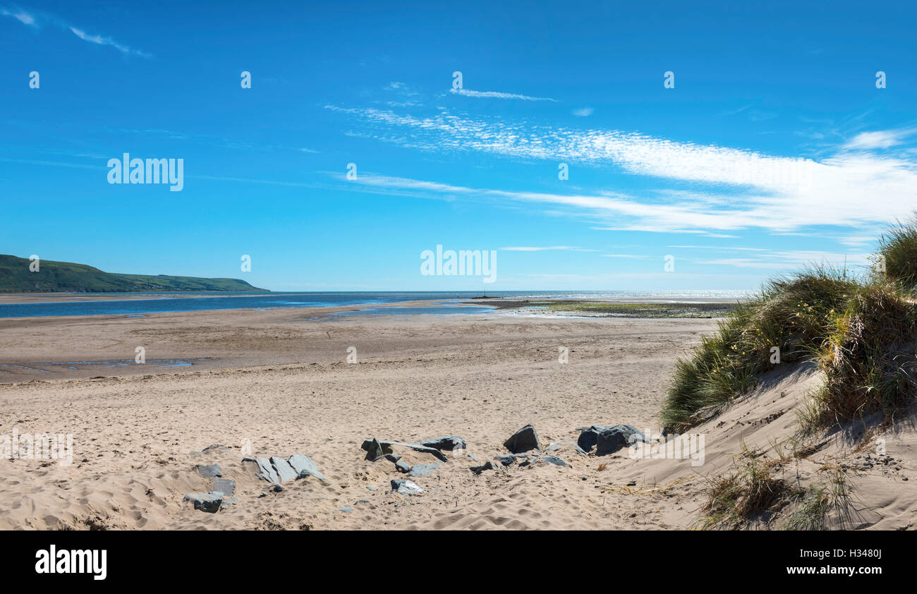 BarmouthEstuary a bassa marea, Gwynedd, North West Wales, Regno Unito Foto Stock