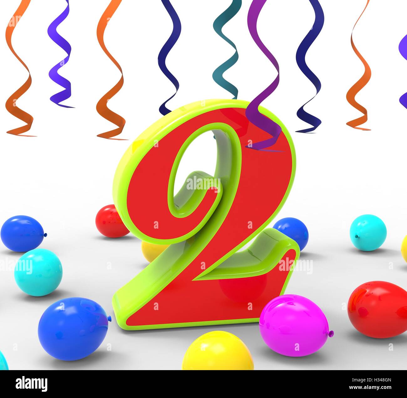 Il numero due delle parti mostra festa di compleanno o una festa Foto Stock