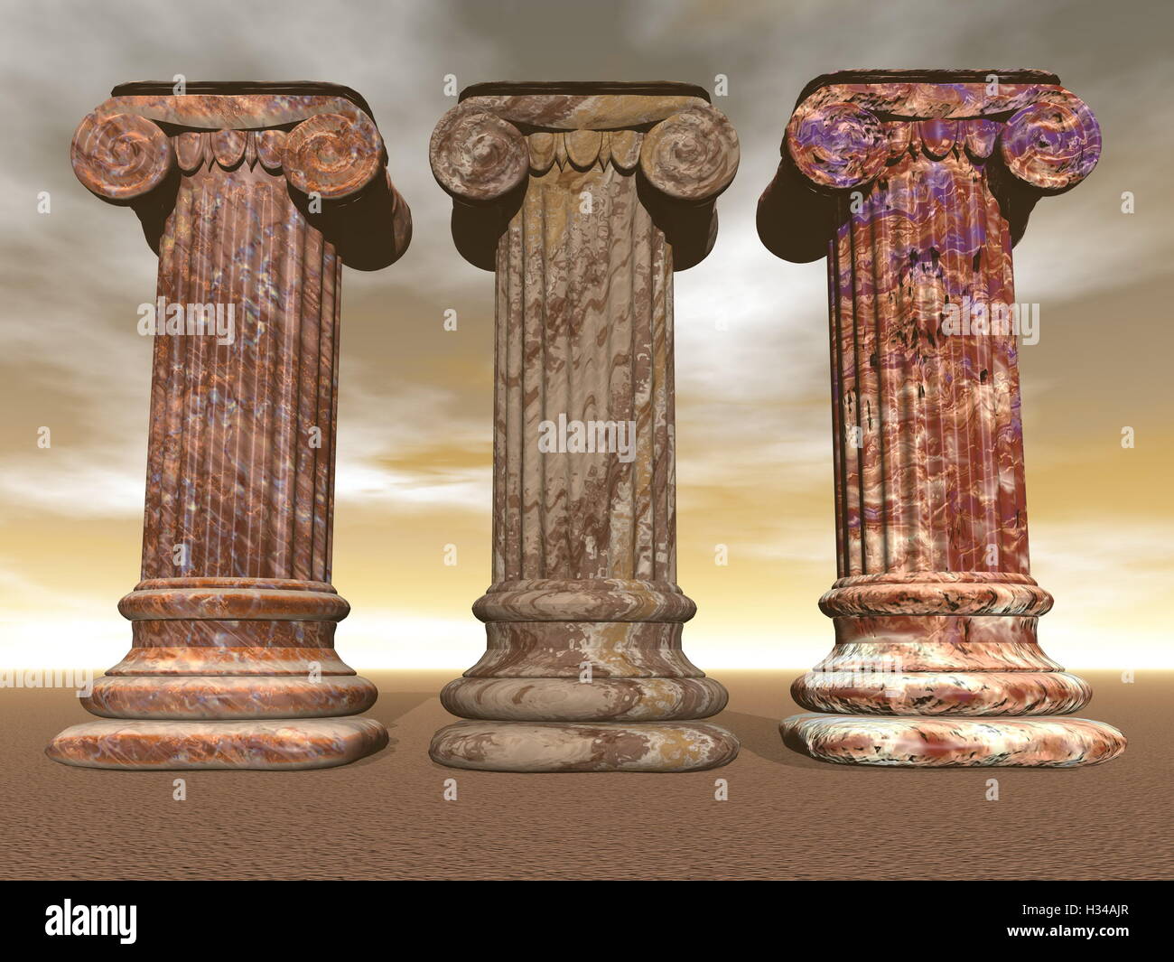 Colonne di pietra - 3D render Foto Stock