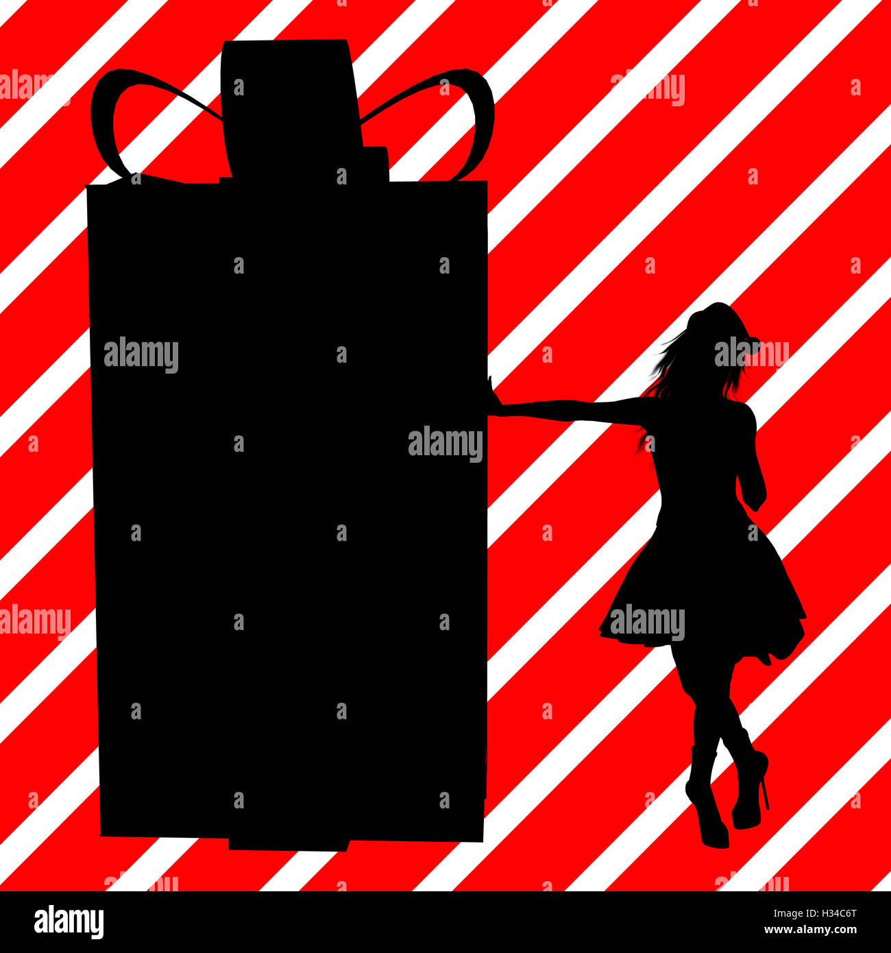 Shopping di Natale illustrazione Silhouette Foto Stock