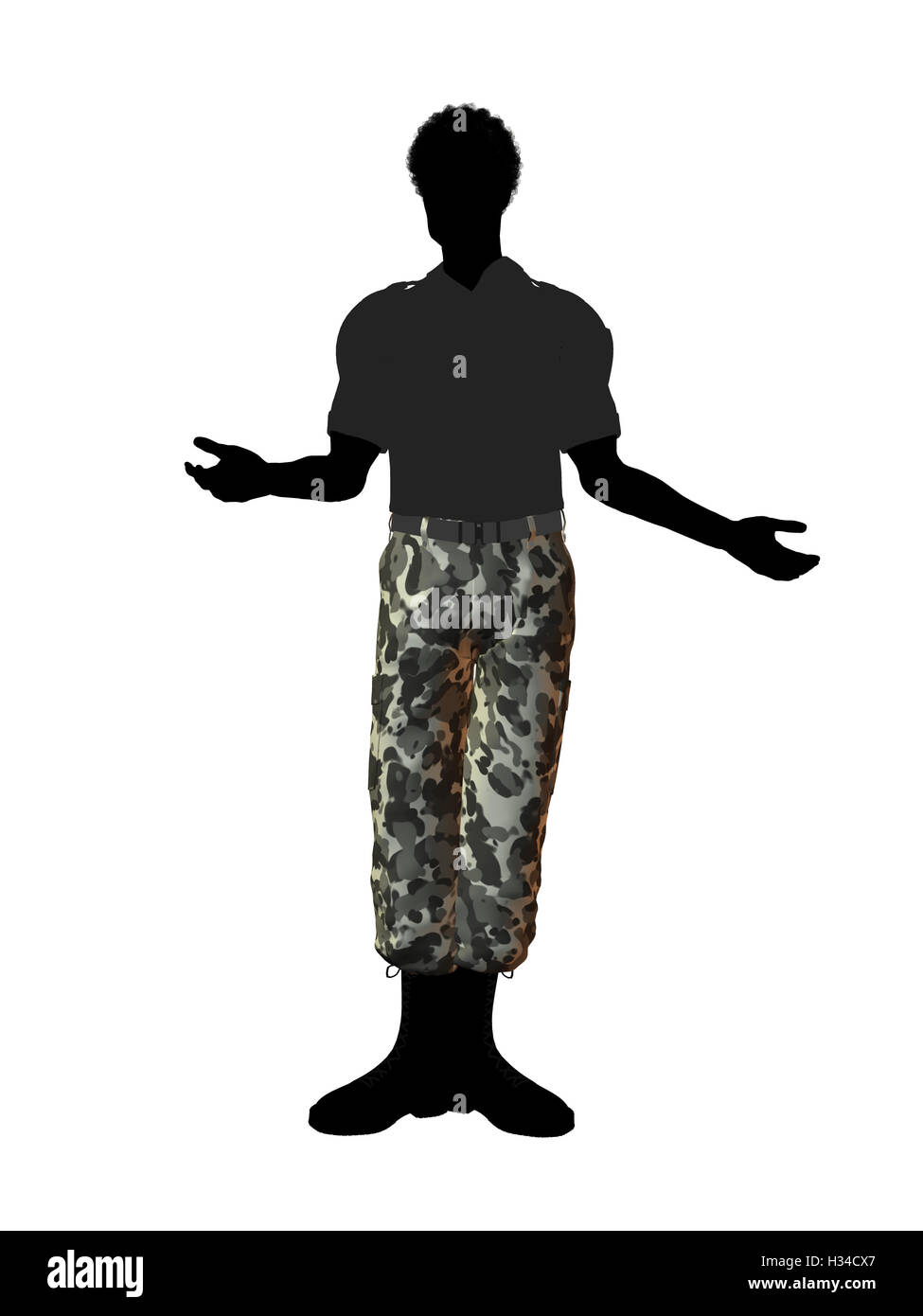 African American Soldier illustrazione Silhouette Foto Stock