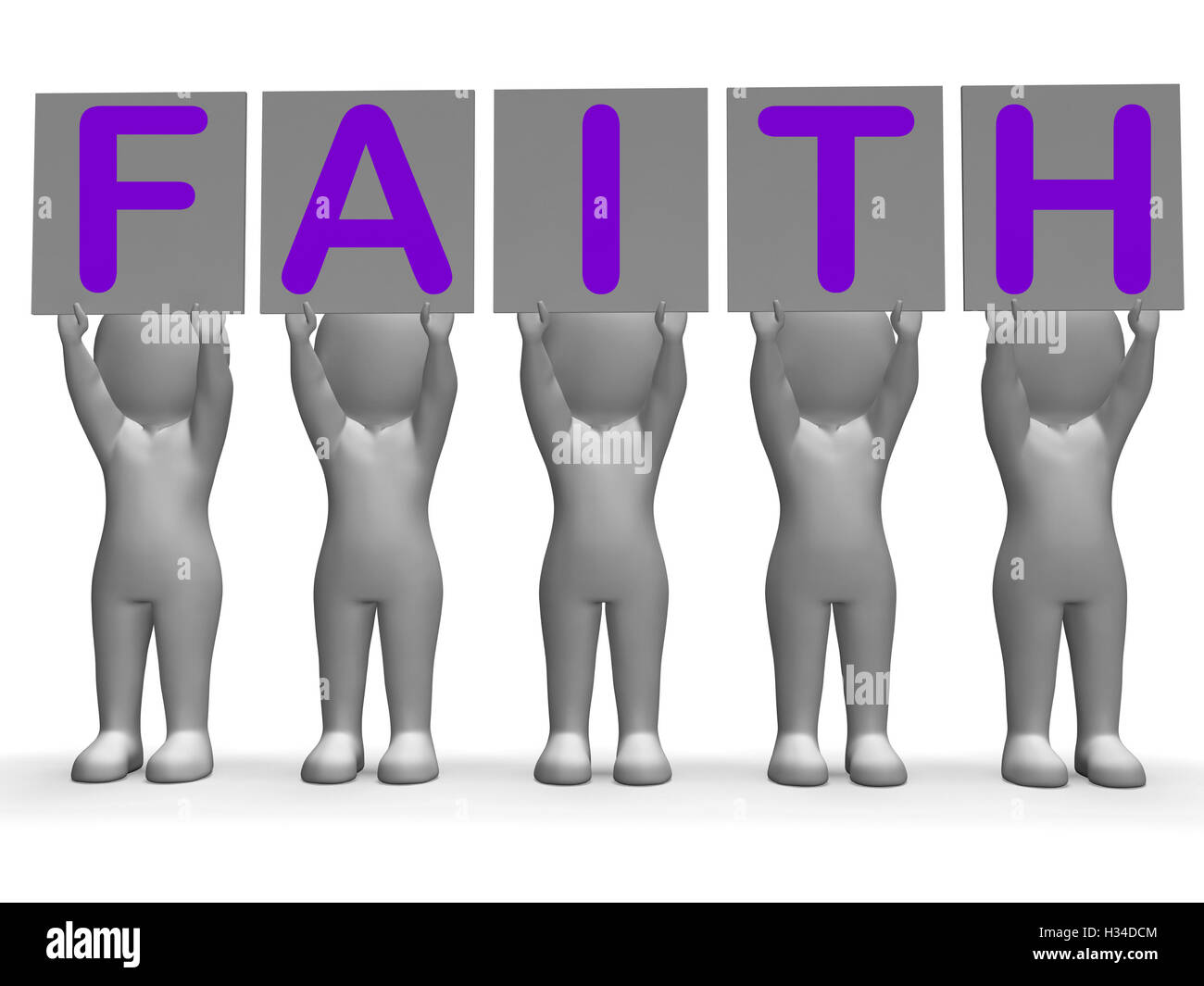 La fede banner mostra credo e religione Foto Stock
