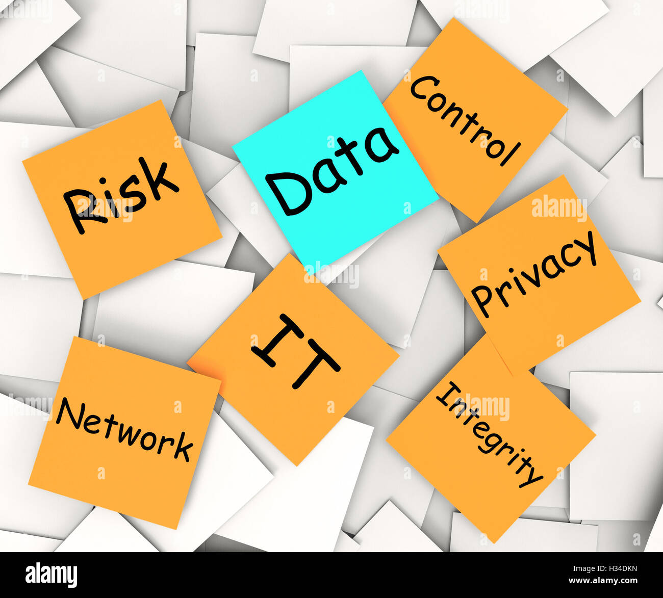 Dati Nota Post-It Mostra Informazioni Privacy e controllo Foto Stock