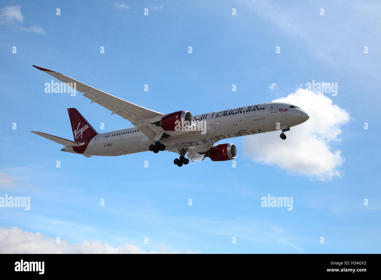 Virgin Atlantic Airways - Boeing Dreamliner 787-9 avvicinando l'aeroporto Heathrow di Londra. Foto Stock