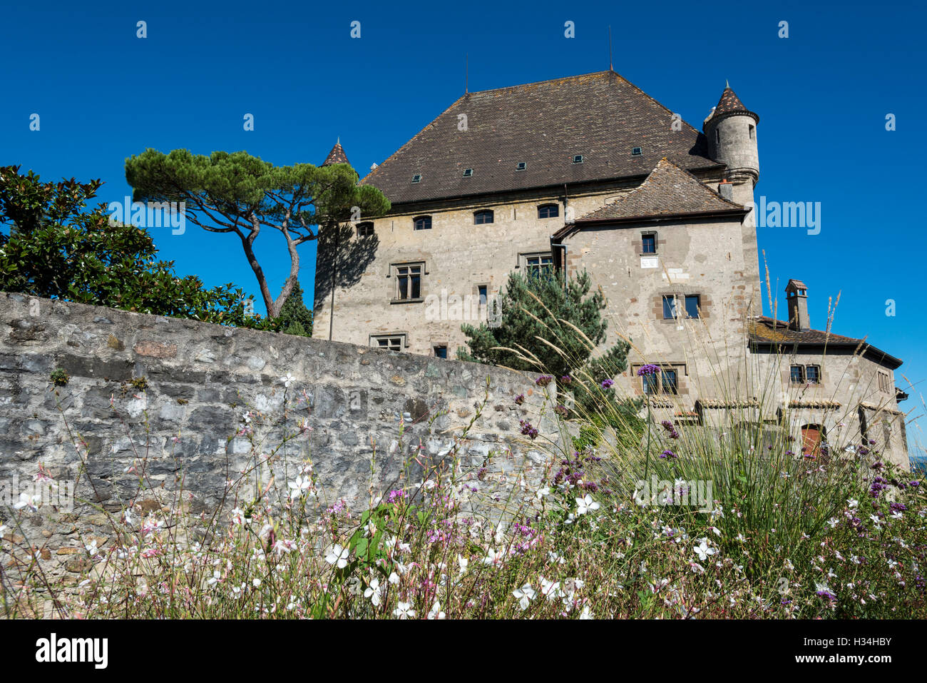 Yvoire castello medievale di borgo storico di Yvoire, Alta Savoia, Francia Foto Stock