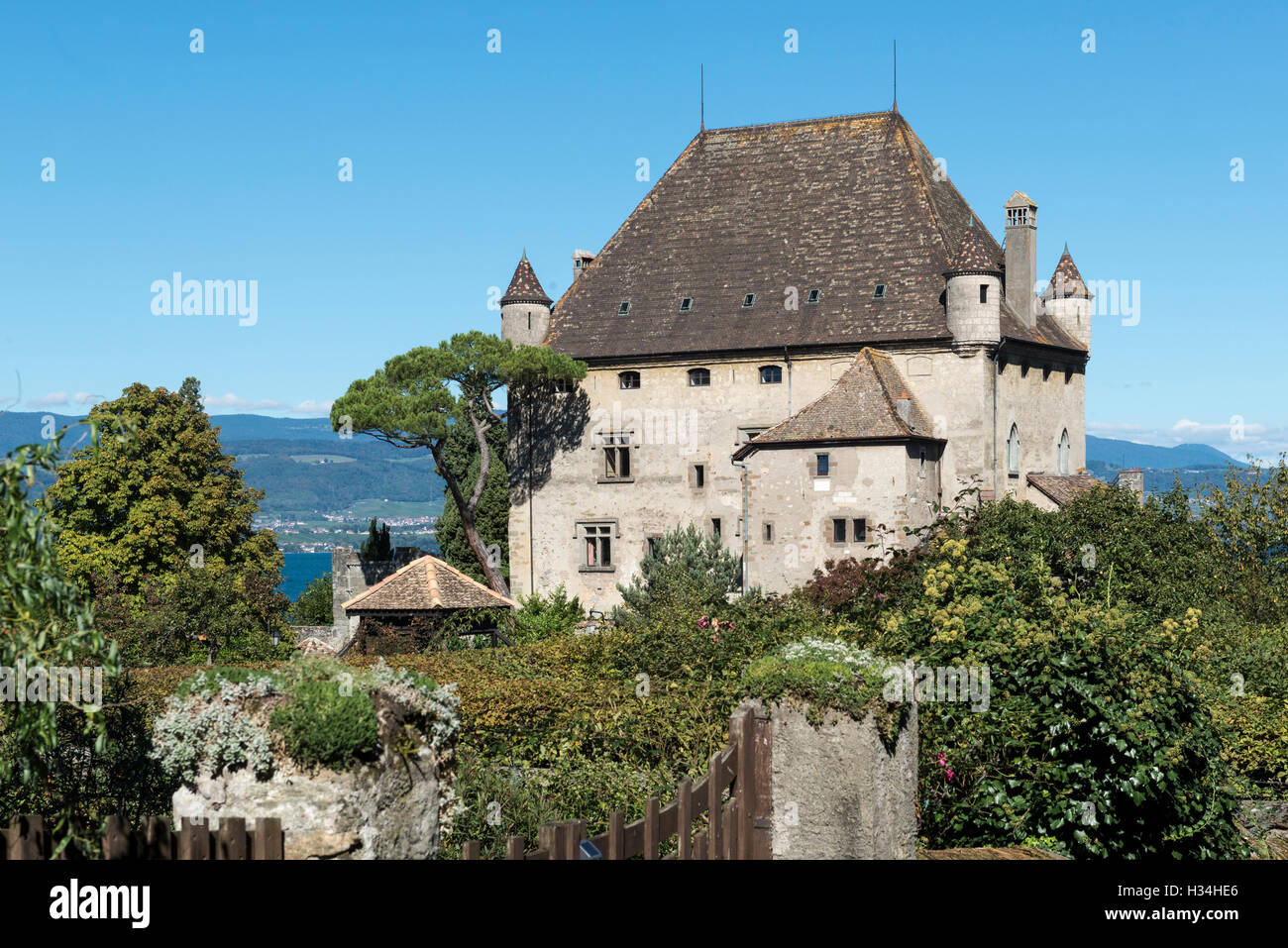 Yvoire castello medievale di borgo storico di Yvoire, Alta Savoia, Francia Foto Stock