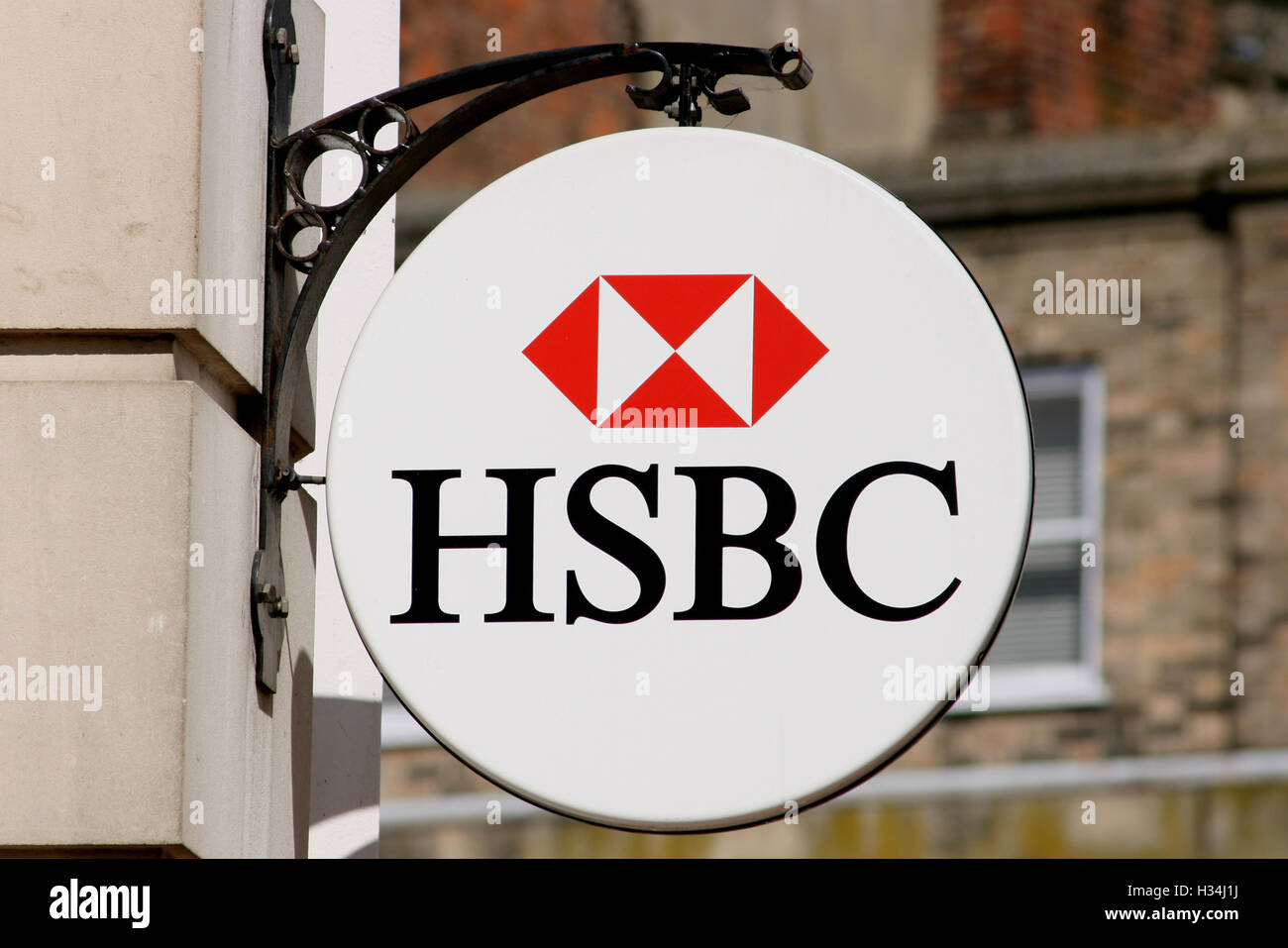 HSBC Bank segno, High Street, Chelmsford Essex, Inghilterra Foto Stock