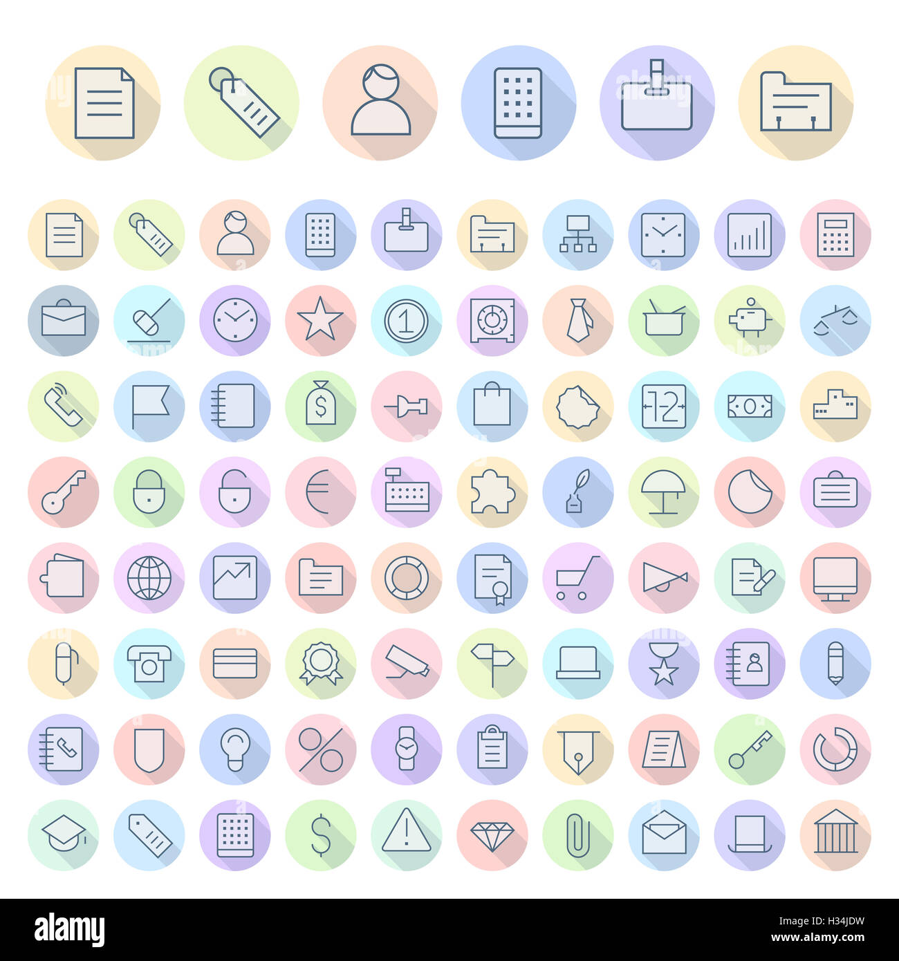 Sottile linea di icone per Affari e finanza. Versione Raster. Foto Stock