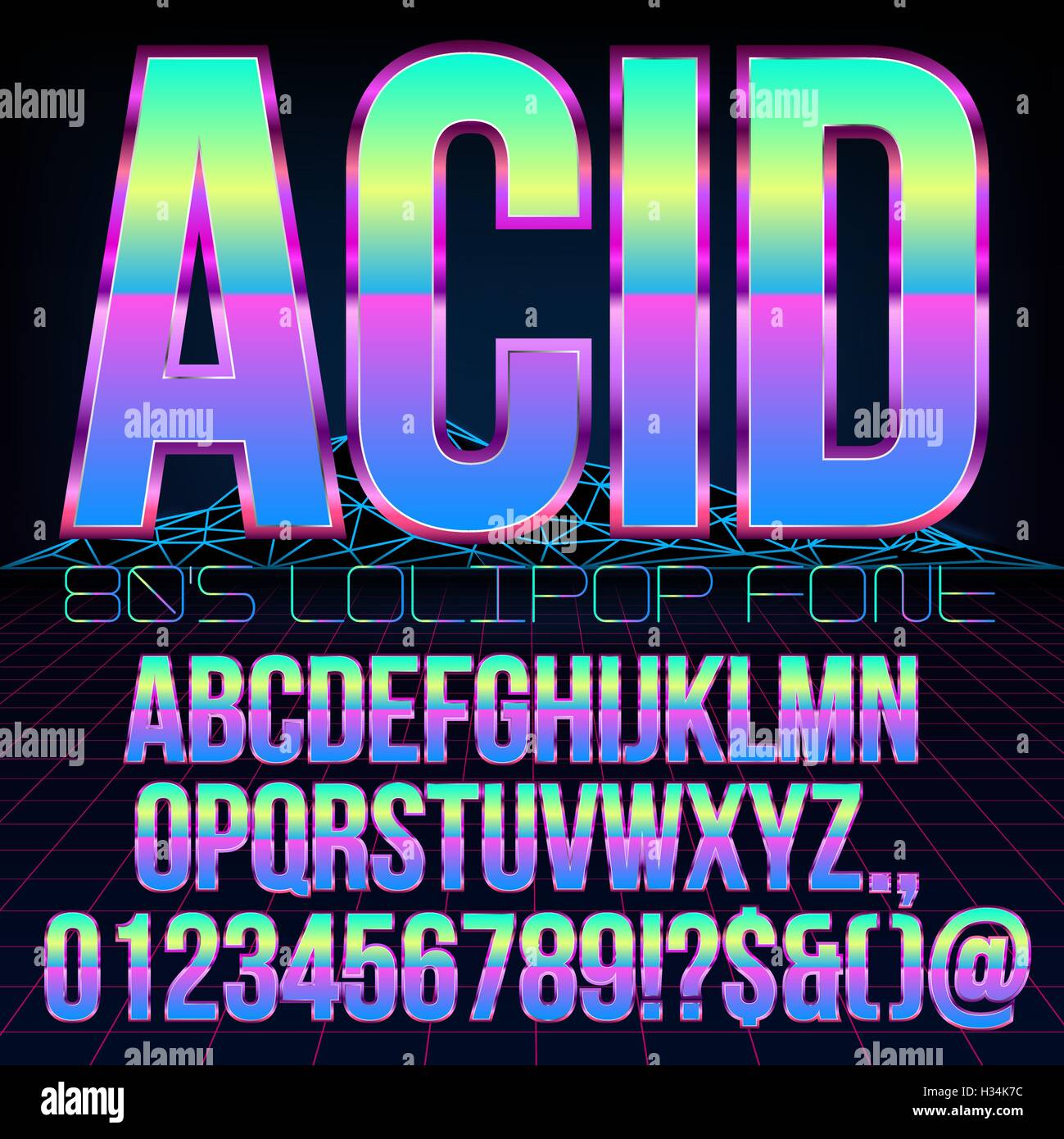 Acido sci-fi font Illustrazione Vettoriale