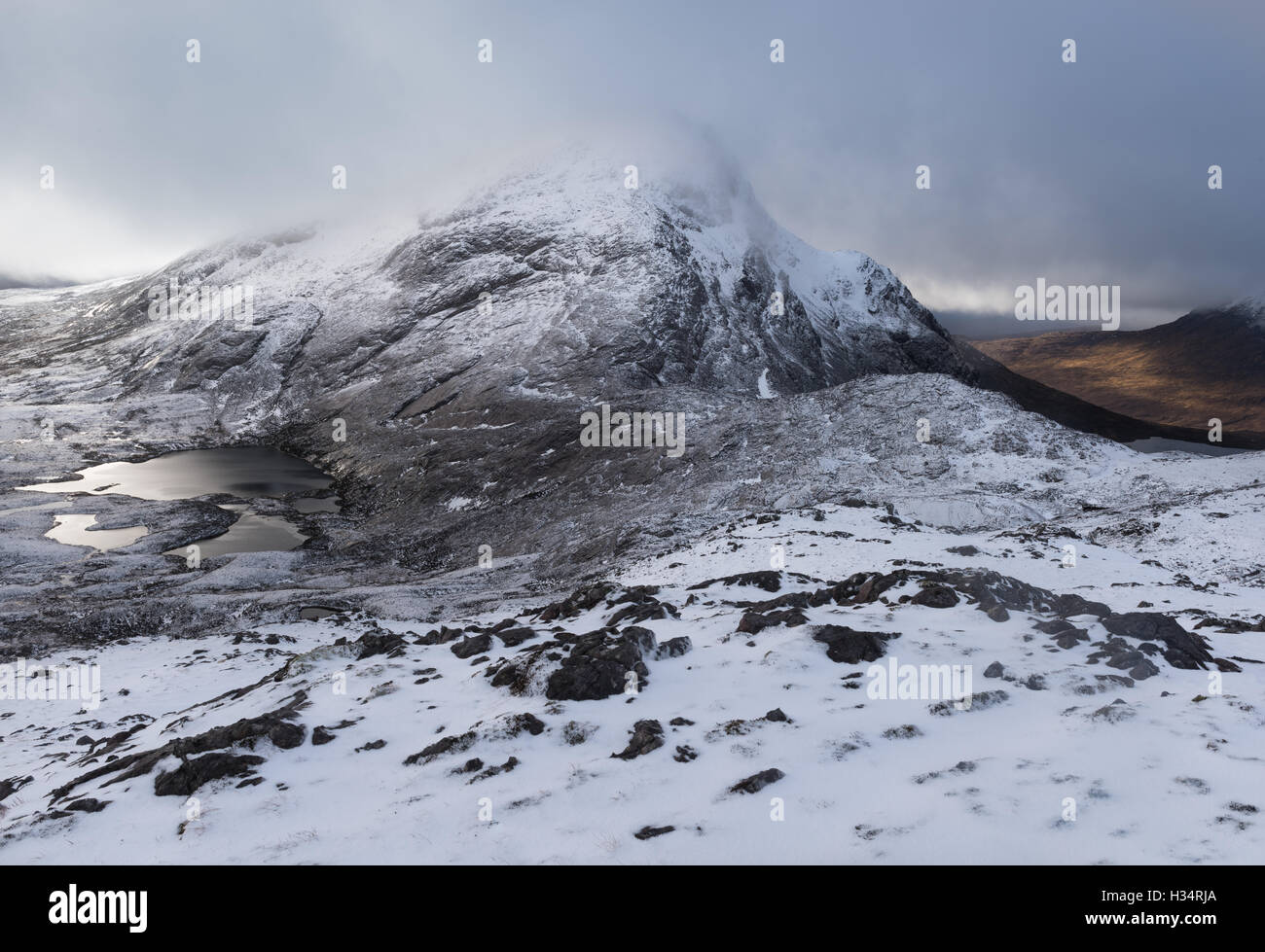 Un Ruadh-Stac in inverno, Highlands scozzesi, Scozia Foto Stock