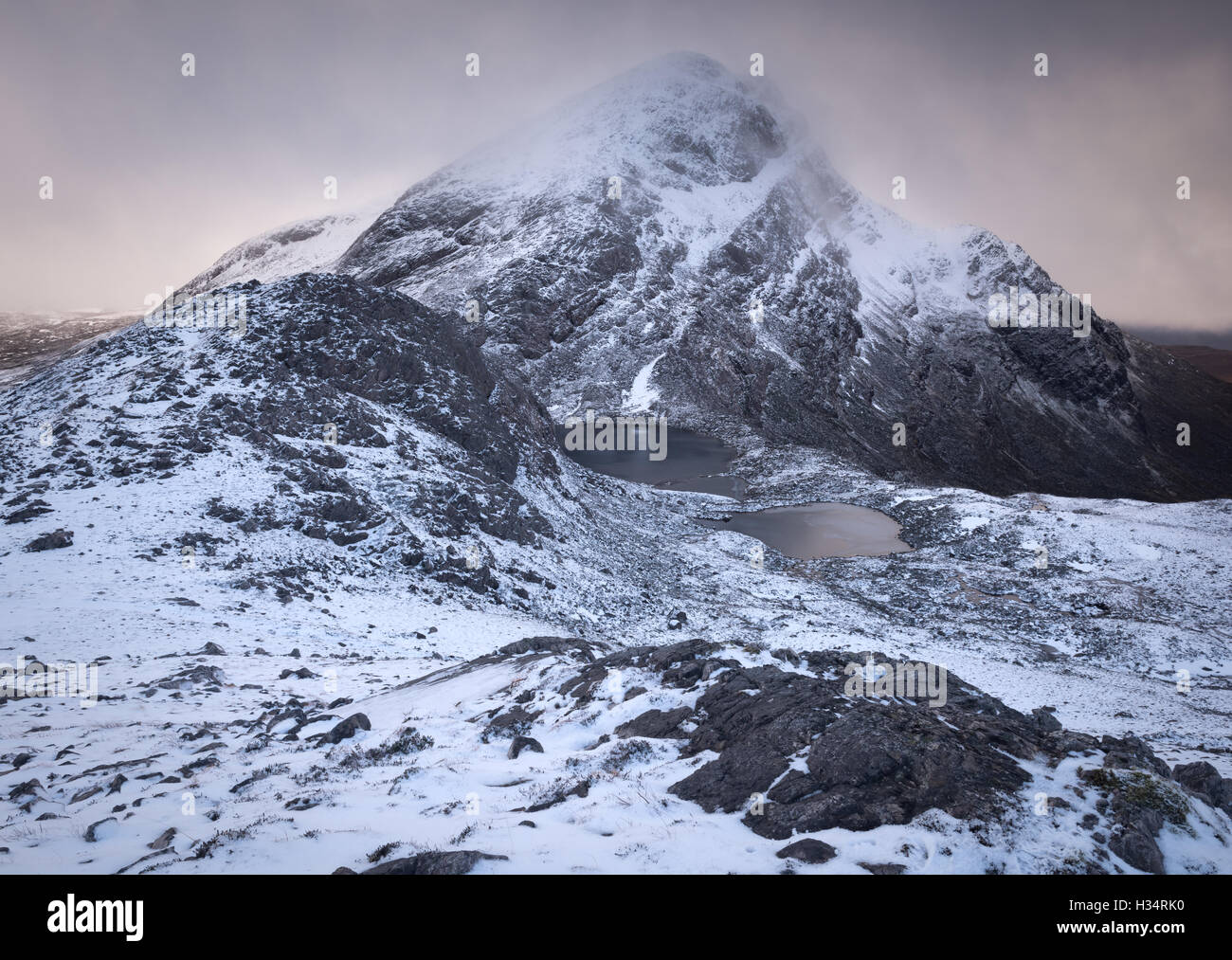 Un Ruadh-Stac in inverno, Highlands scozzesi, Scozia Foto Stock