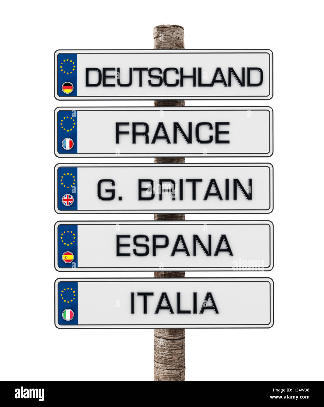 Unione Europea targhe isolati su sfondo bianco. 3D'illustrazione Foto stock  - Alamy