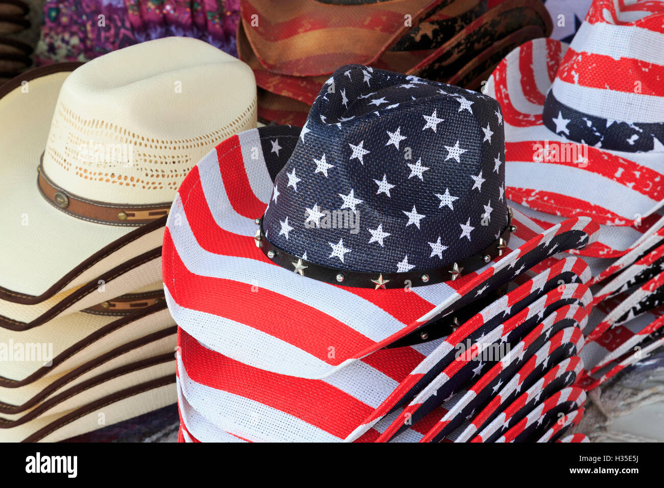 Cappelli da cowboy, Stockyards distretto, Fort Worth, Texas, Stati Uniti d'America Foto Stock