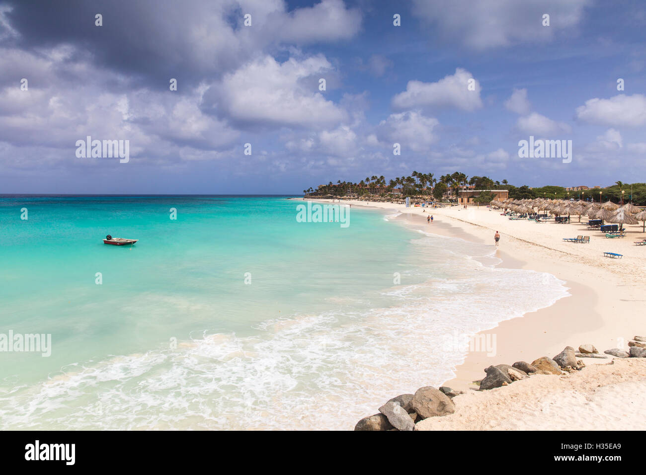 Vista di Divi Beach, Aruba, Piccole Antille, Antille olandesi, dei Caraibi Foto Stock