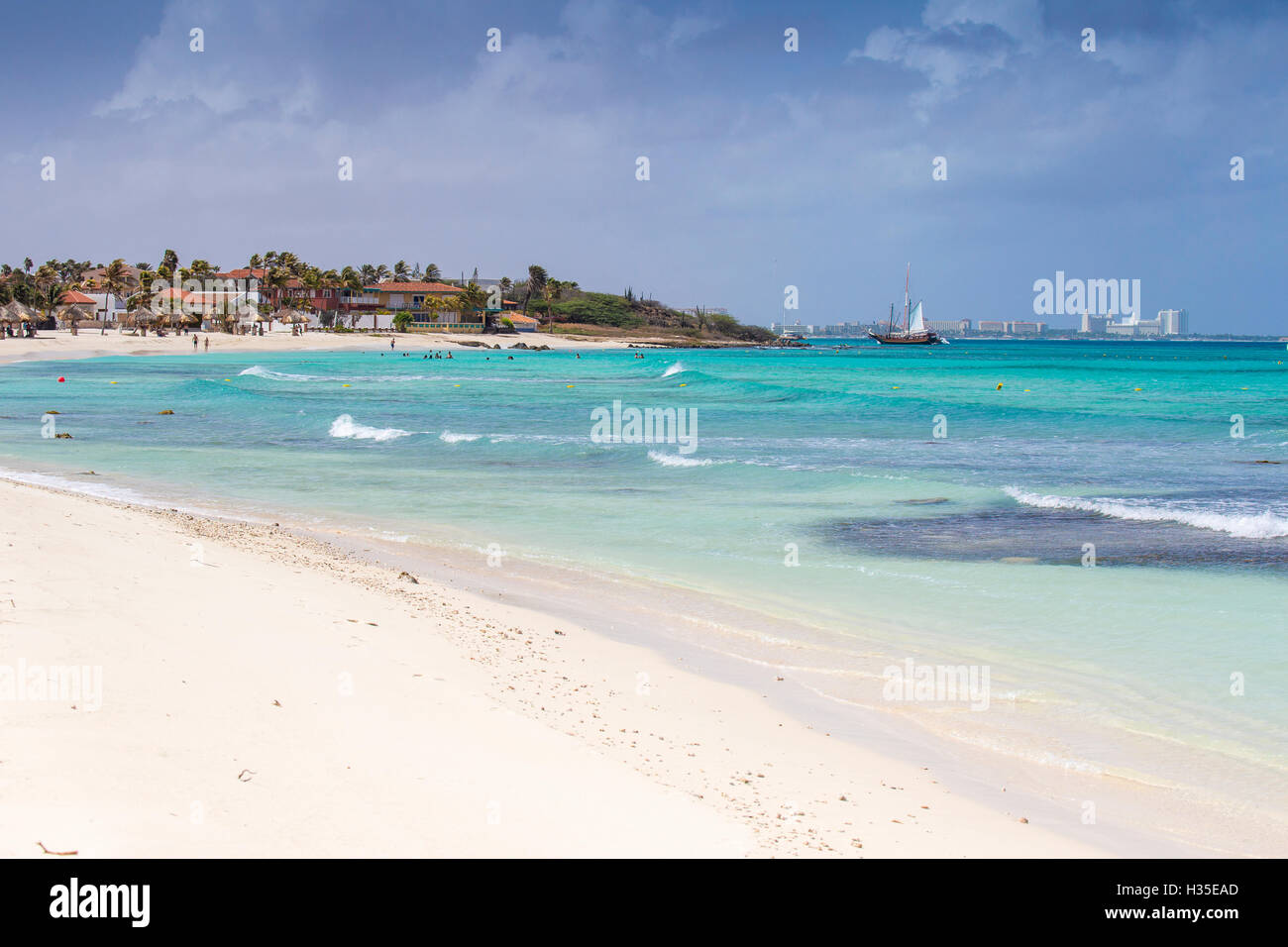 Arashi Beach, Aruba, Piccole Antille, Antille olandesi, dei Caraibi Foto Stock