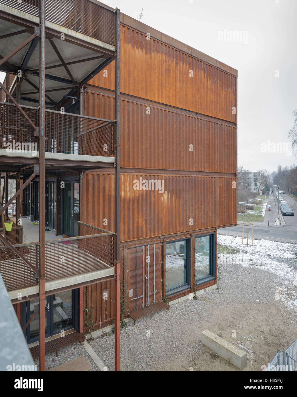 Vista esterna, Frankie & Johnny Student housing, Planterwald, Berlino, Germania. Foto Stock