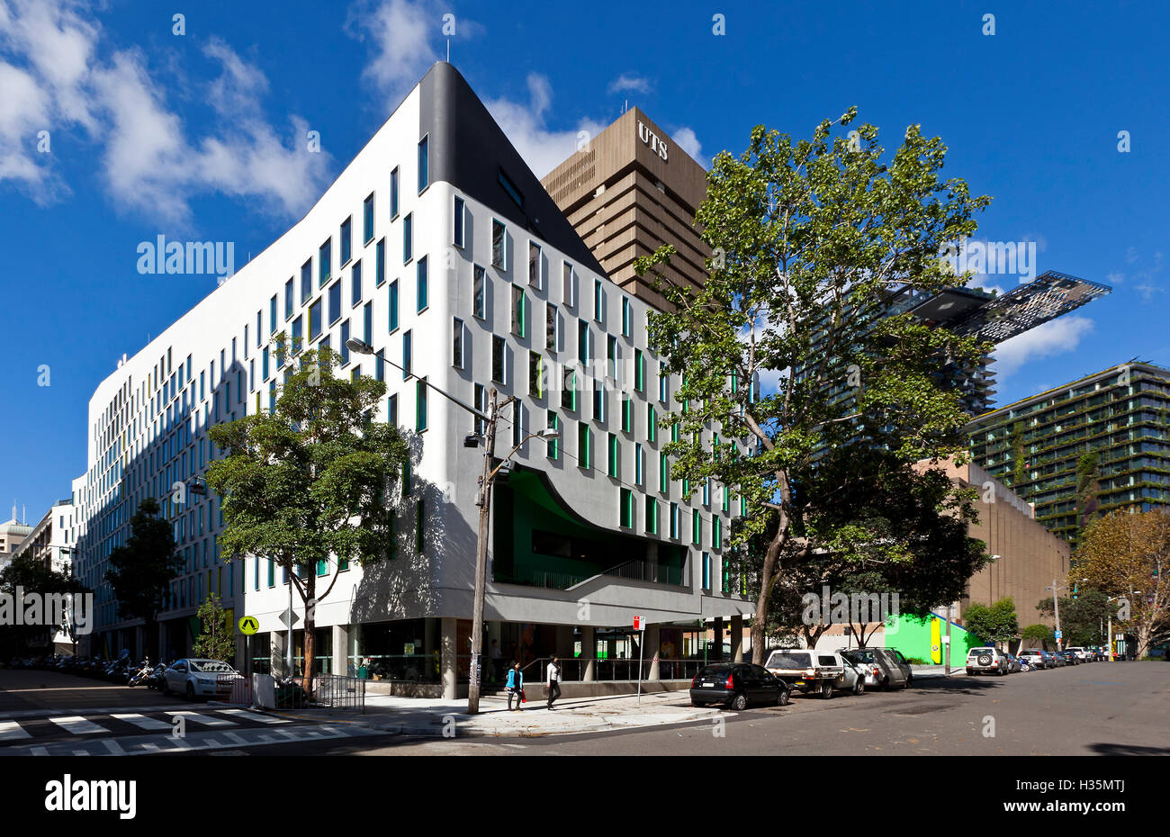 Vista esterna dell'Edificio 7, Università di Tecnologia di Sydney, Australia. Foto Stock