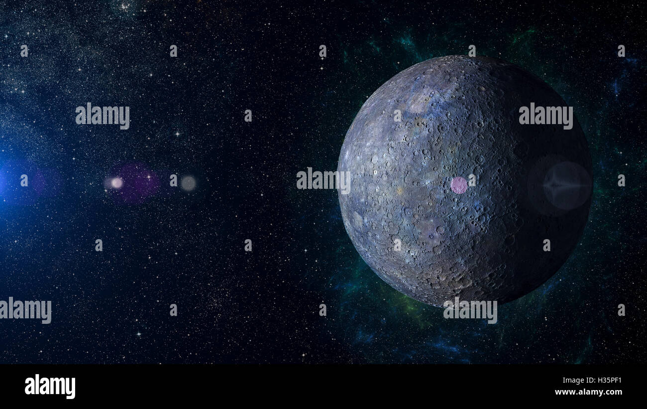 Sistema solare pianeta su sfondo nebulosa rendering 3d. Foto Stock