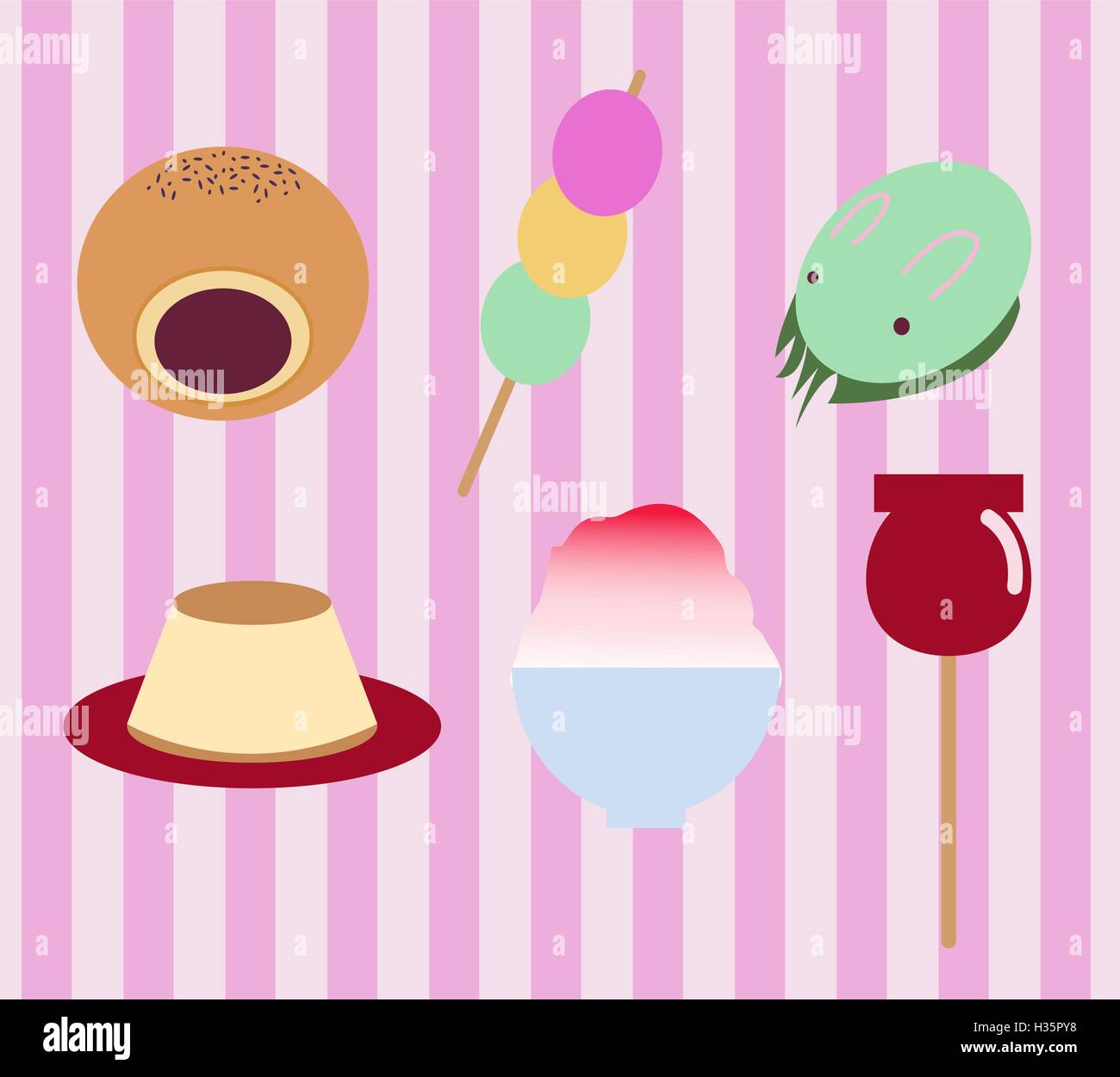 Carino giapponese tradizionale cibo dolce Illustrazione Vettoriale