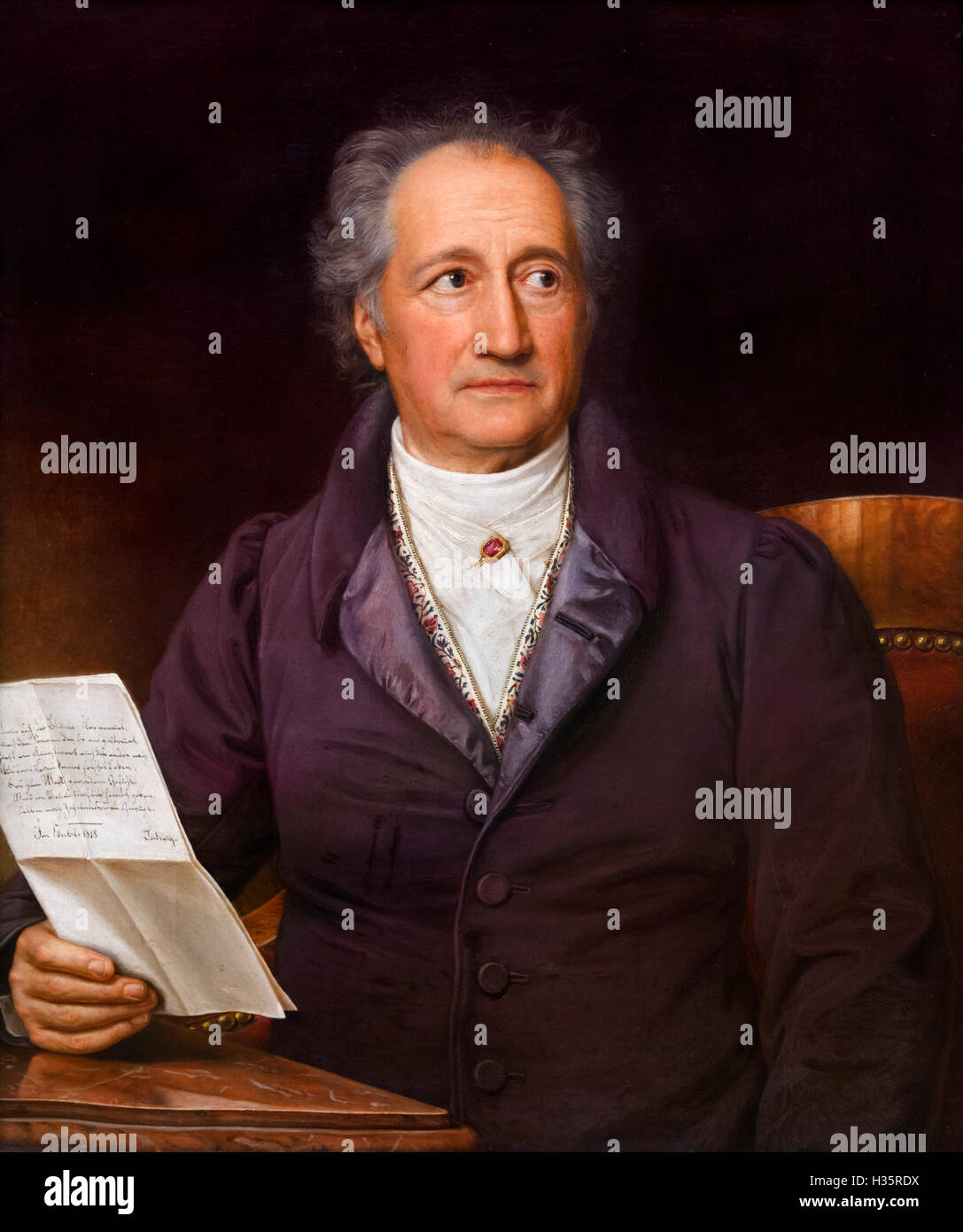Goethe. Ritratto dello scrittore tedesco Johann Wolfgang von Goethe (1749-1832) di Joseph Karl Stieler, olio su tela, 1828. Foto Stock