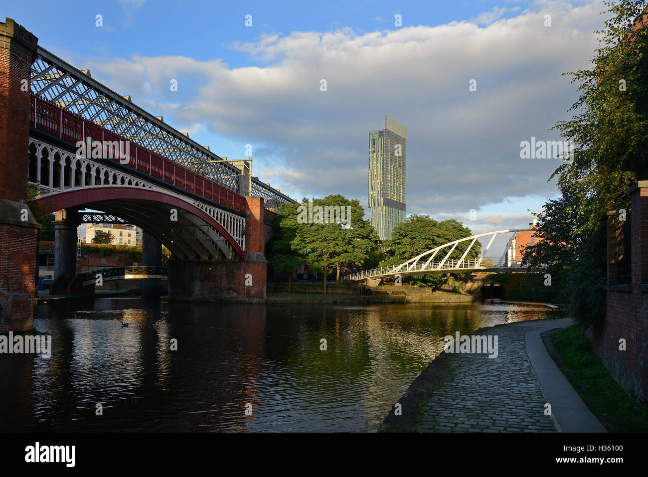 Vista di Beetham Tower a Manchester in Inghilterra Foto Stock