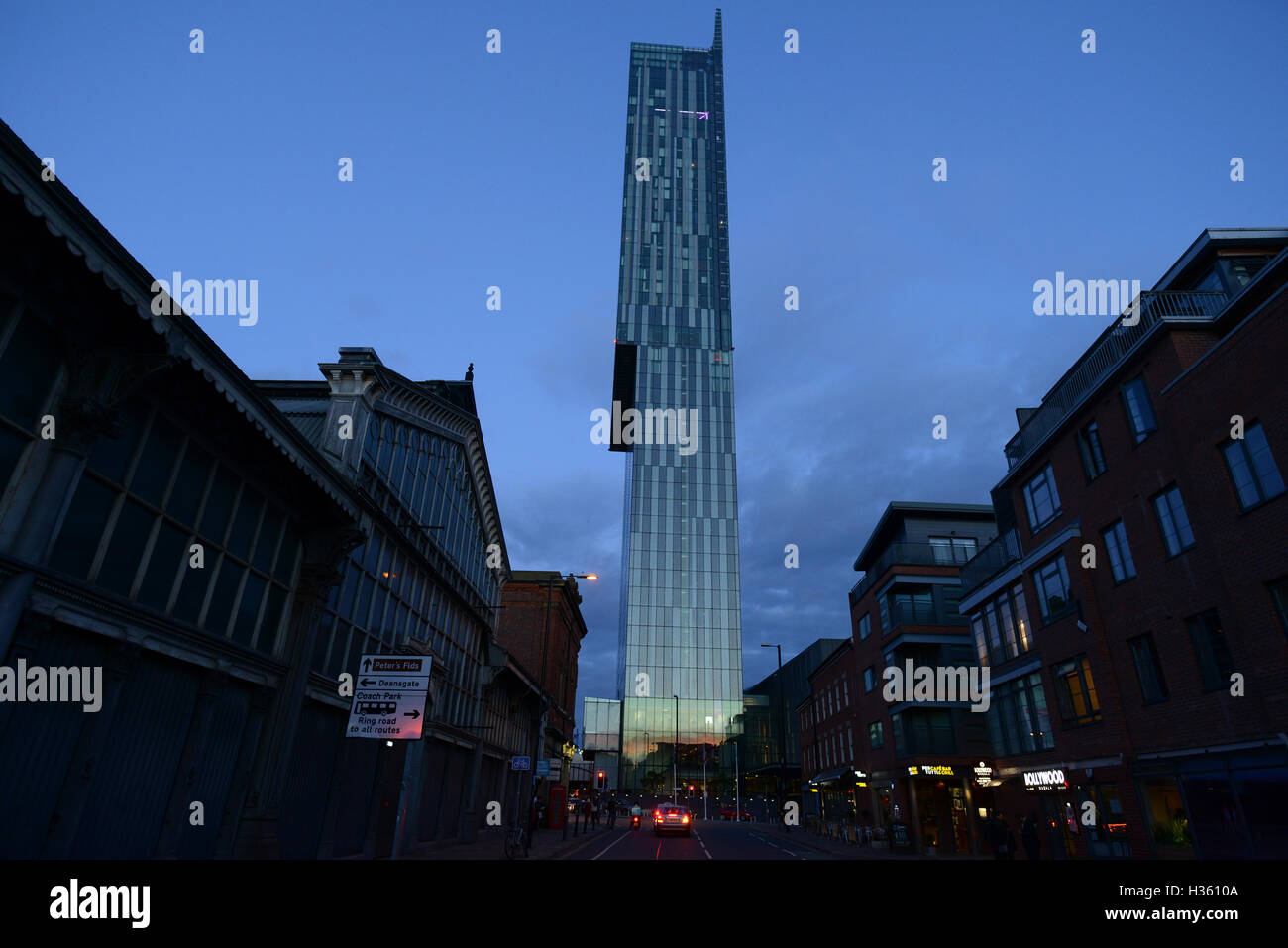 Vista di Beetham Tower a Manchester in Inghilterra Foto Stock