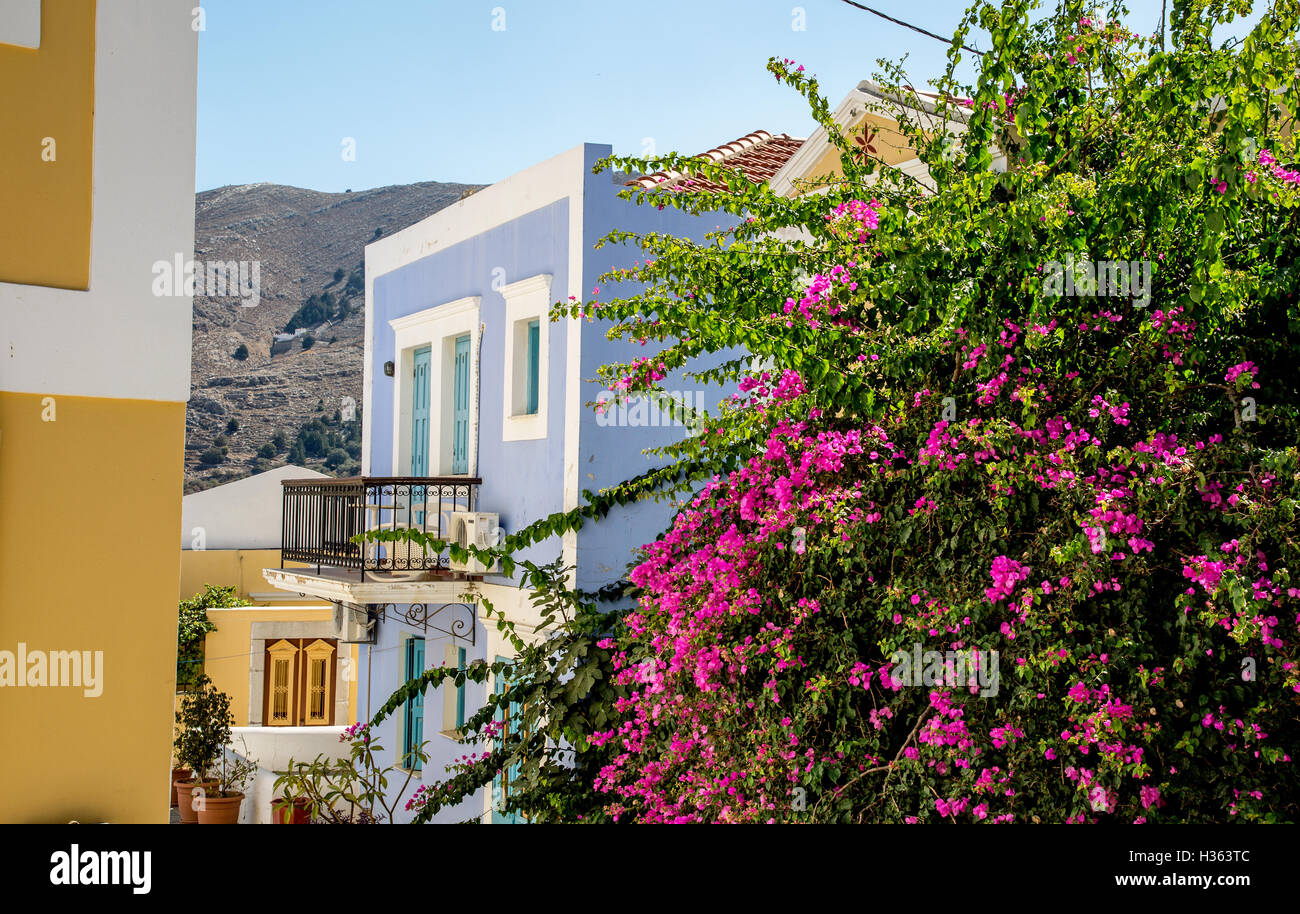 Architettura locale sull'Isola di Symi Grecia Foto Stock