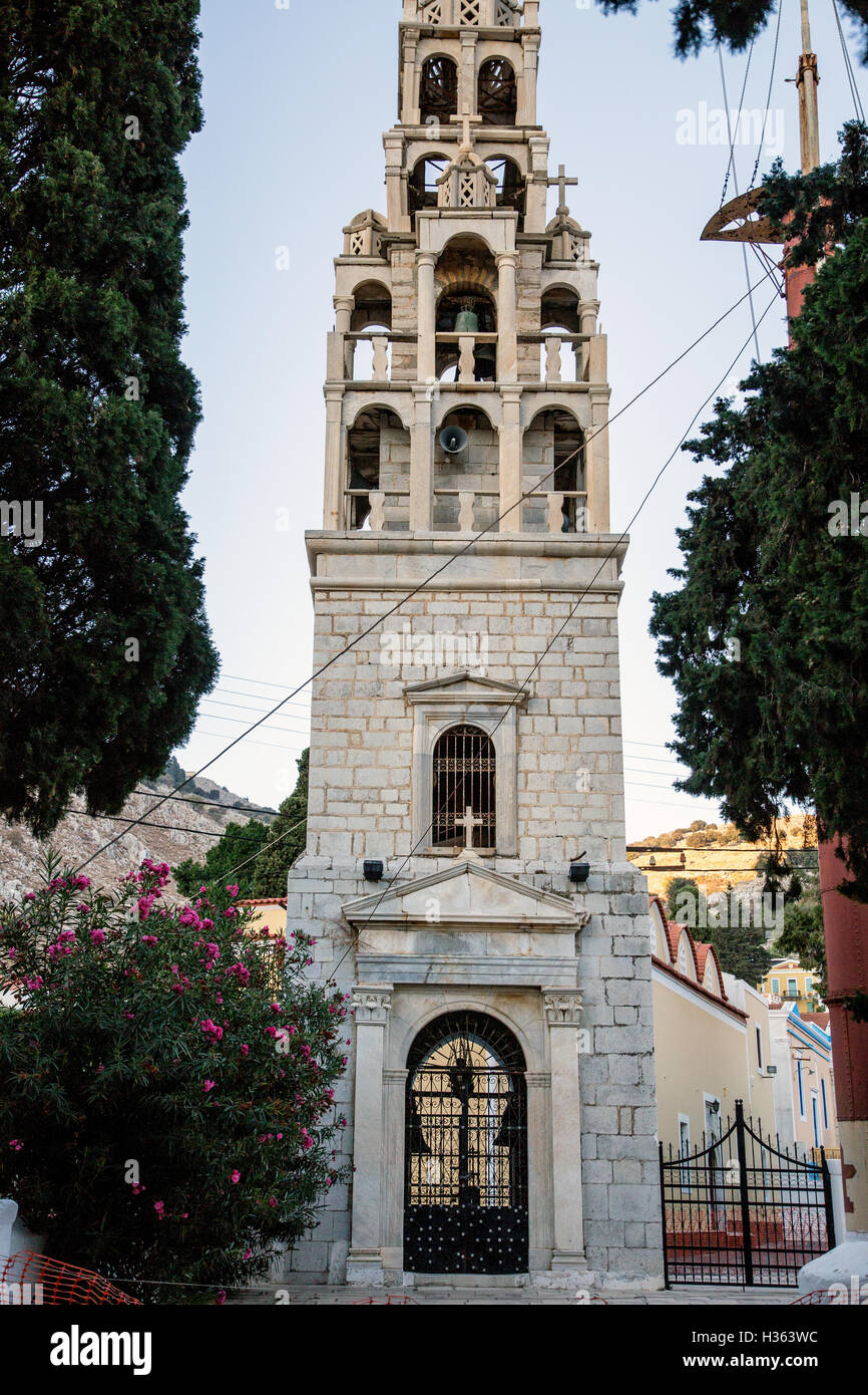 Chiesa tradizionale Symi città della Grecia Foto Stock
