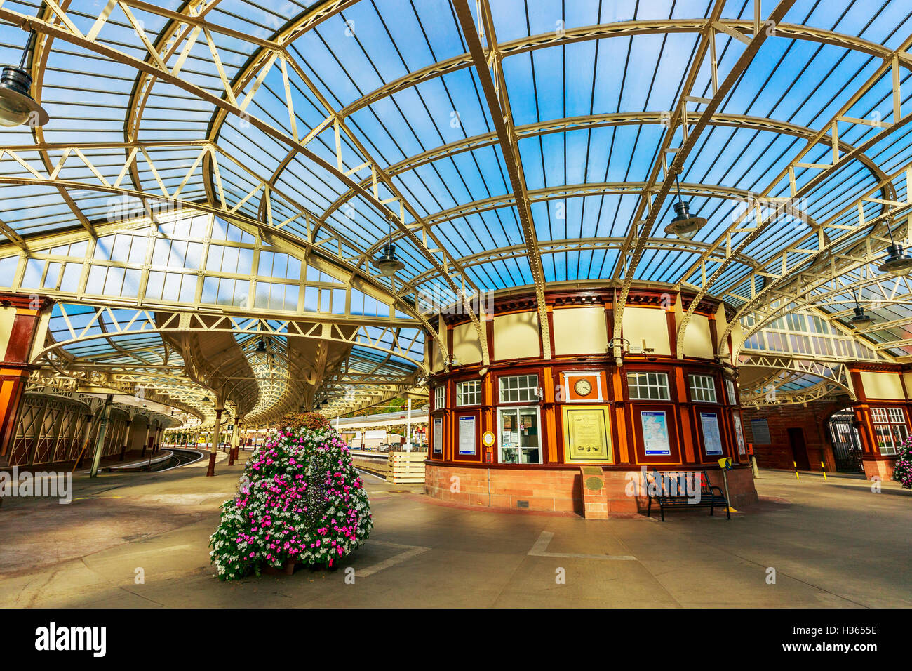 Ripristinato 1903 stazione di Wemyss Bay, Renfrewshire, Scotland, Regno Unito. il restauro ha avuto luogo nel 1994 Foto Stock