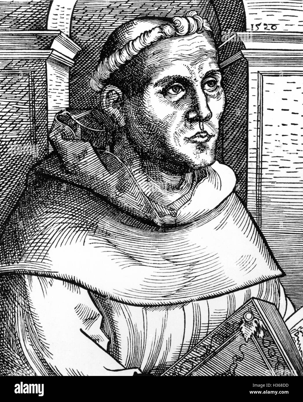 Martin Lutero dopo una incisione di Lucas Cranach Foto Stock