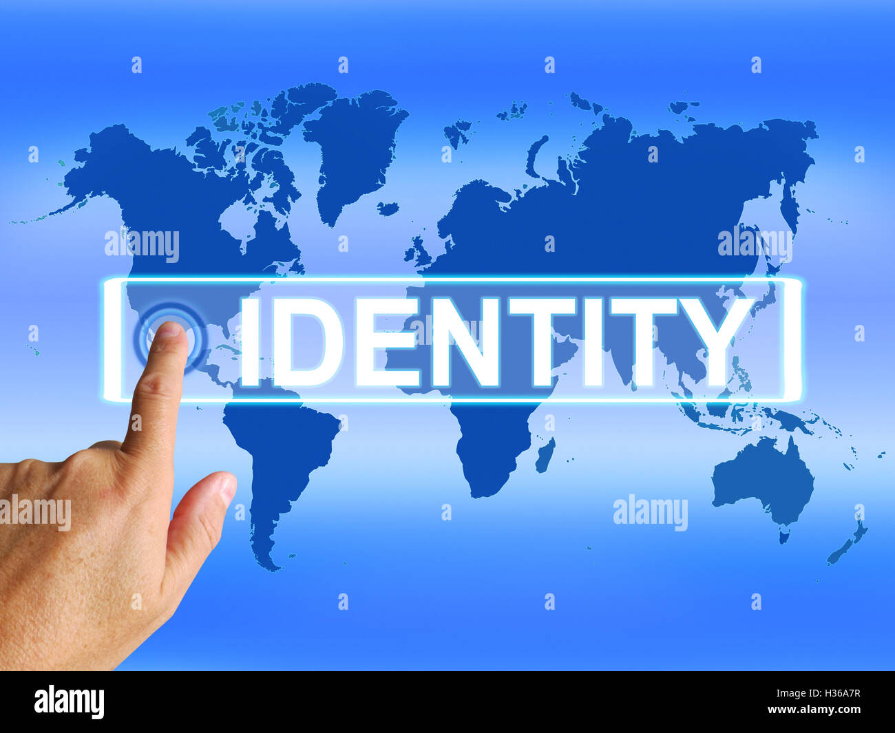 Mappa di identità rappresenta Internet o identificazione internazionale Foto Stock