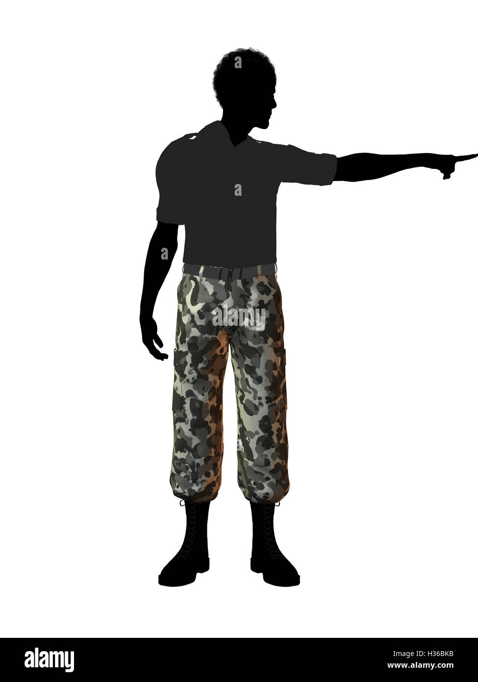 African American Soldier illustrazione Silhouette Foto Stock