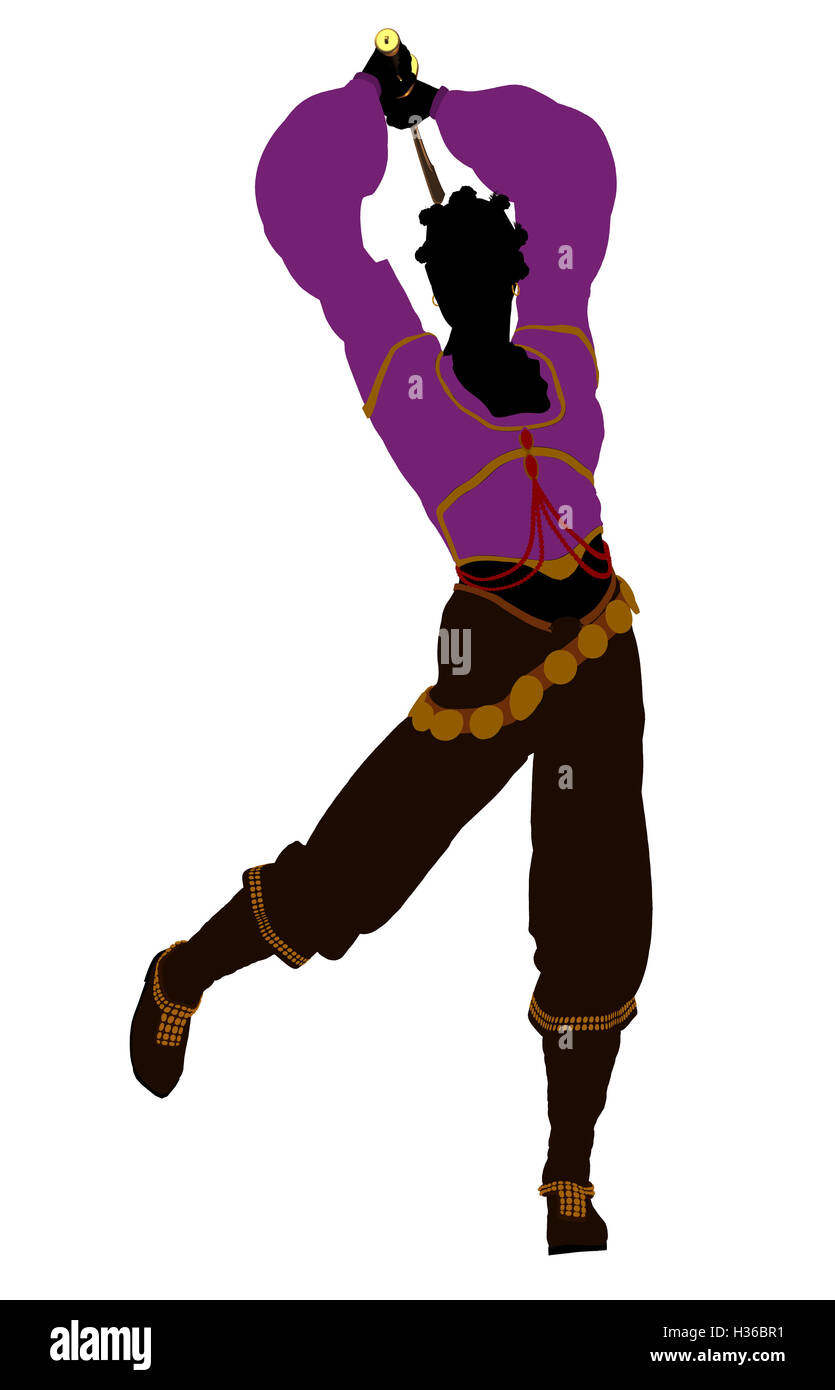 African American pirata femminile Silhouette Foto Stock