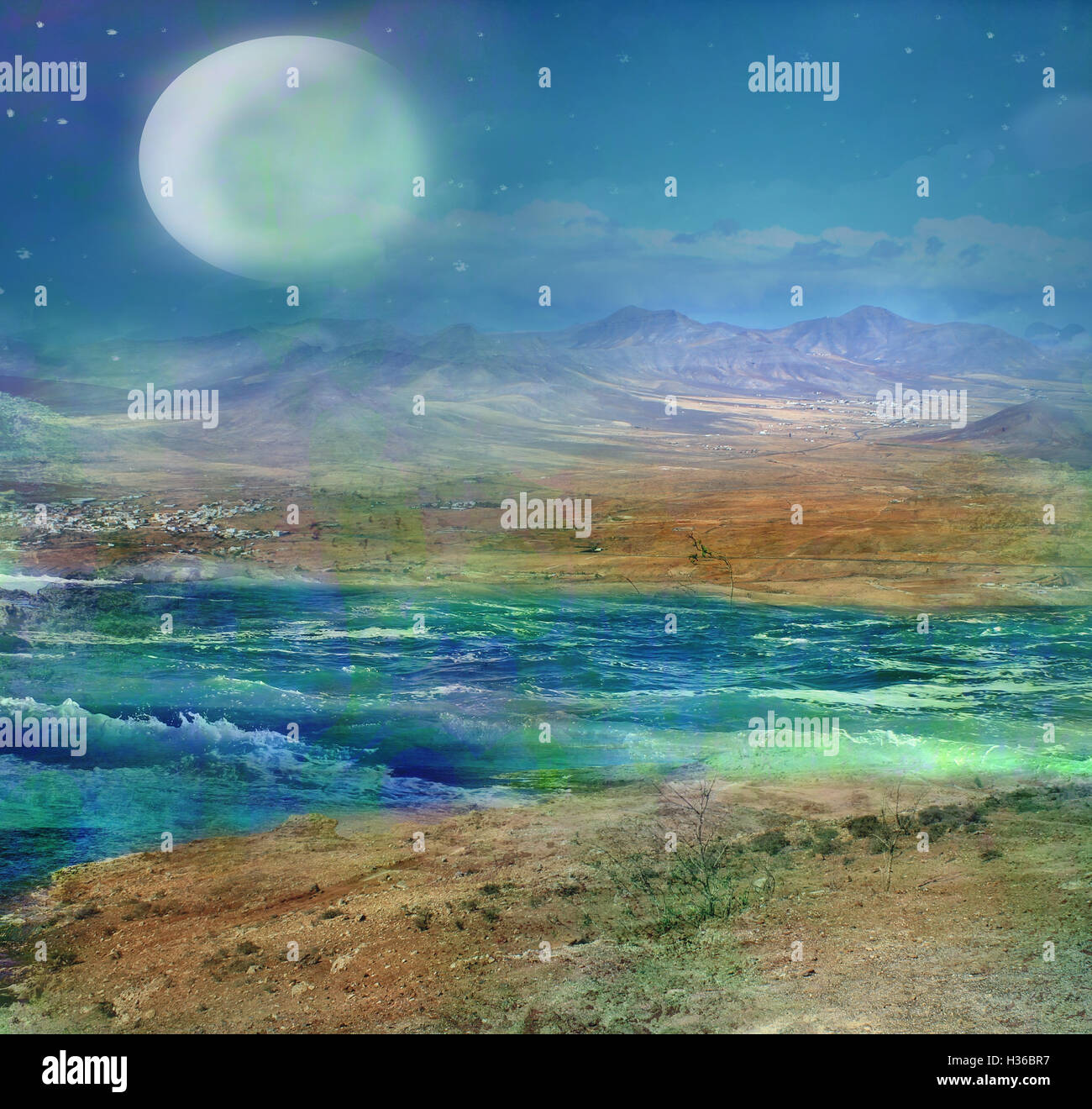 Fantastico paesaggio di notte Foto Stock